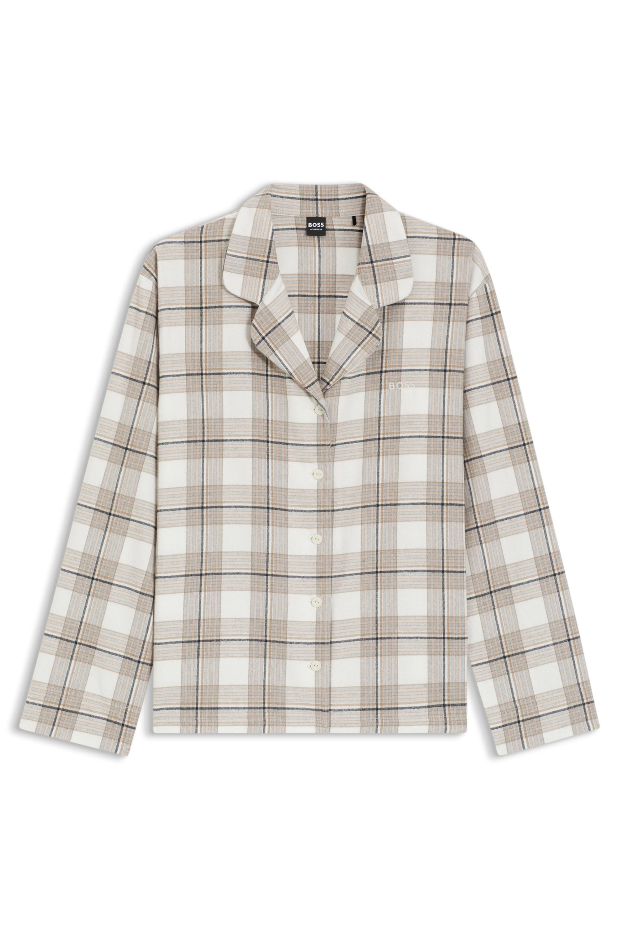 BOSS Pyjamaoberteil Holiday kariert, aus weichem Flanell, normale Passform