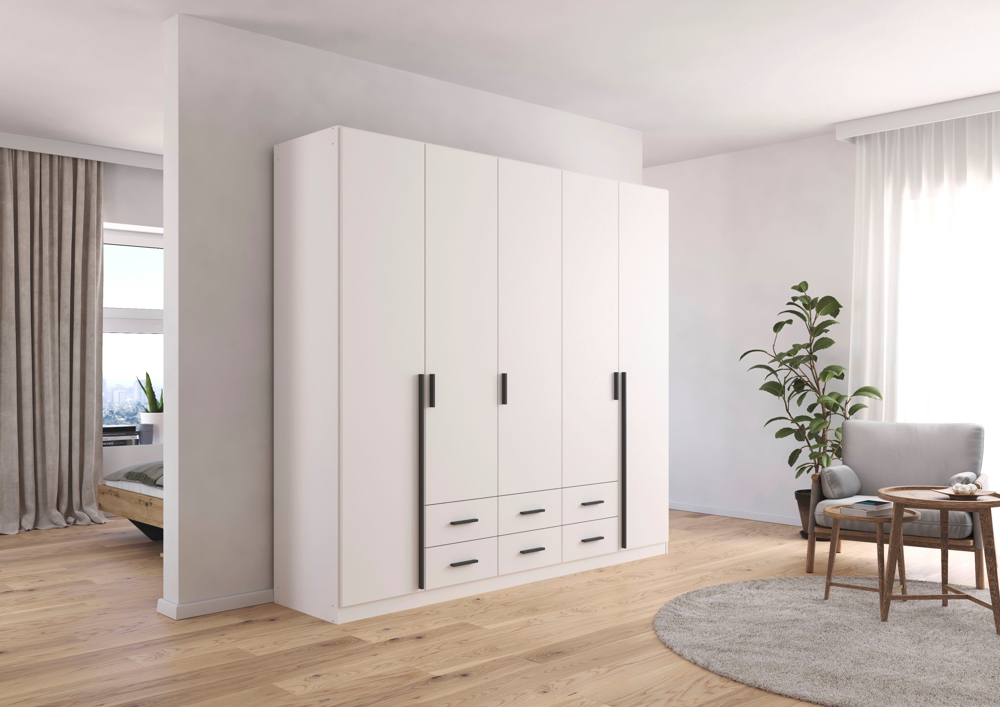 rauch Drehtürenschrank Kleiderschrank Garderobe GAMMA Breiten 226 cm (in 3 Ausstattungen BASIC/CLASSIC/PREMIUM (inkl. SOFT-CLOSE-Funktion) mit Schubladen, verschiedene Griff-Varianten TOPSELLER MADE IN GERMANY
