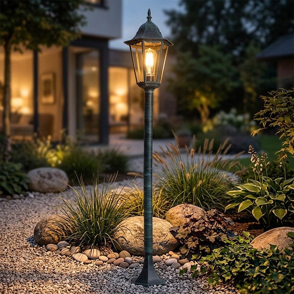 etc-shop LED Außen-Stehlampe, Leuchtmittel inklusive, Warmweiß, Stehleuchte Standlampe Außenleuchte LED grün-schwarz Filament