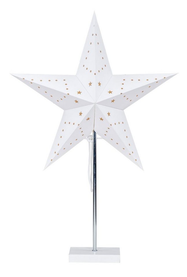 Levandeo® LED Stern, LED Stern Weiß H60cm mit Standfuß Weihnachten  Leuchtstern Tischdeko