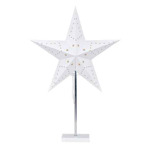 Levandeo® LED Stern, LED Stern Weiß H60cm mit Standfuß Weihnachten Leuchtstern Tischdeko