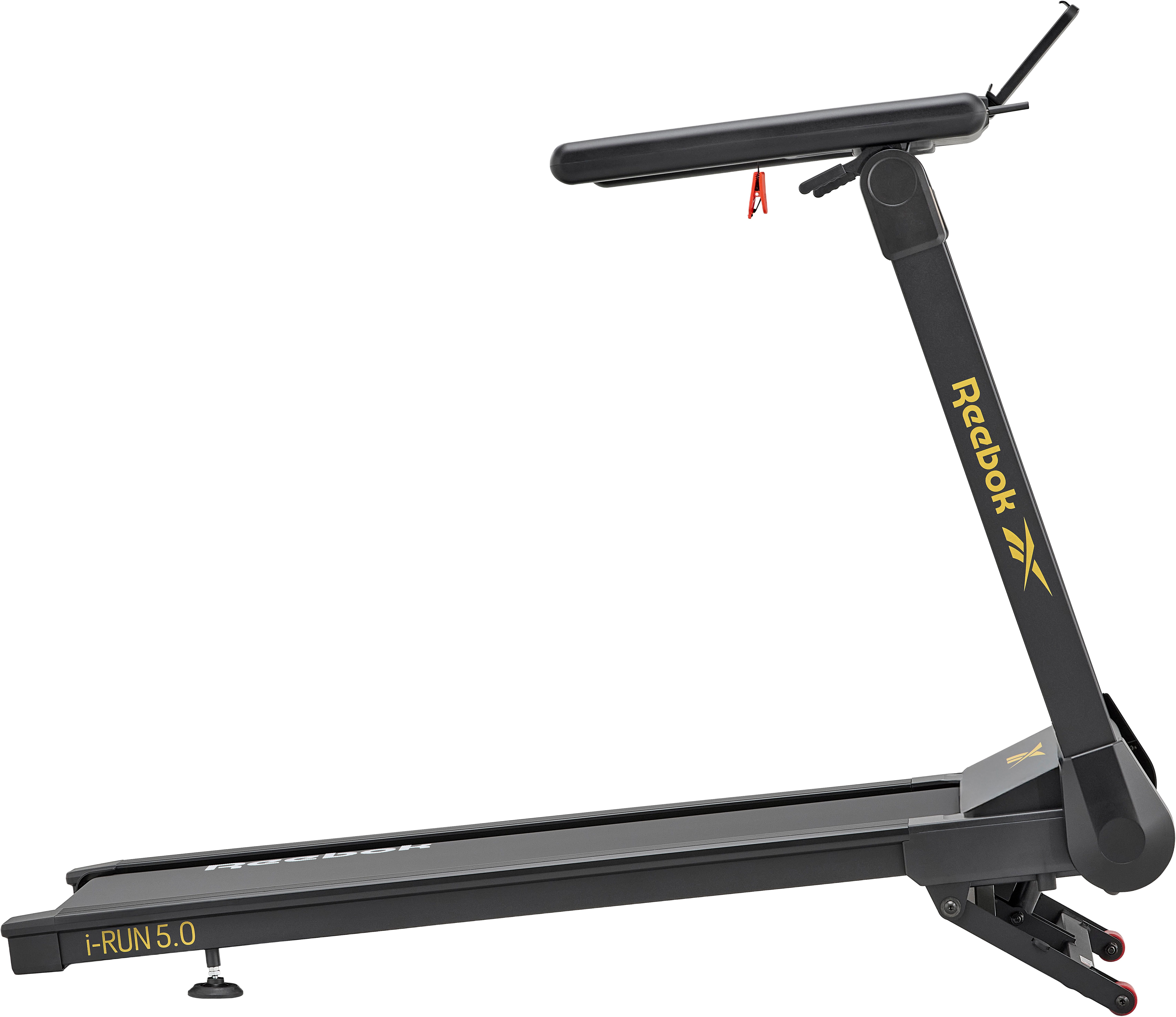 Reebok Laufband i-Run 5 (kein Aufbau nötig – einfach aufklappen und starten), bis max. 15 km/h, klappbar, mit Steigung, 120 kg max. Benutzergewicht