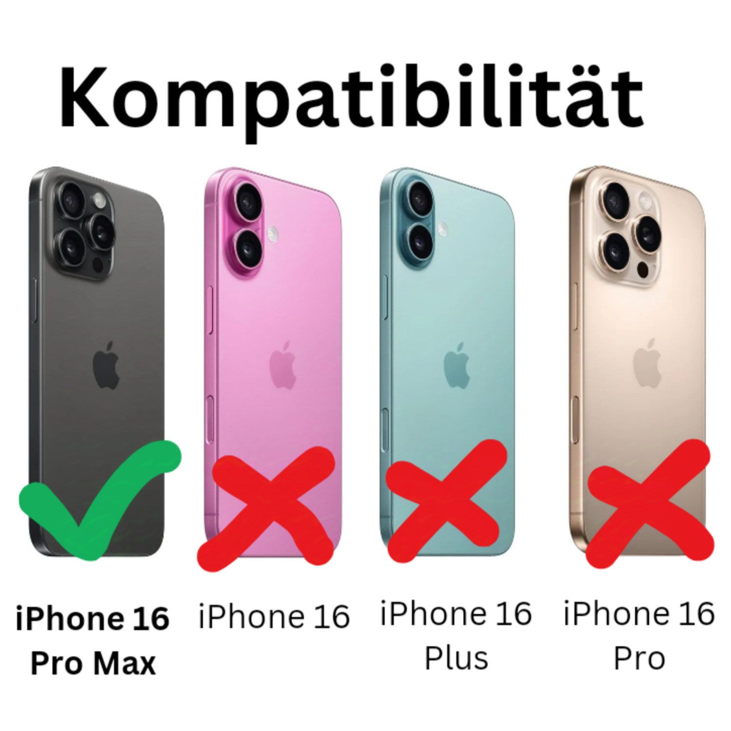 CLM-Tech Handytasche für iPhone 16 Pro Max Hülle aus Kunstleder Klapphülle (Schmetterling Diamanten Muster, Handyhülle mit Standfunktion - Wallet Flip Case inklusive Kartenfächer), - Cover mit Magnetverschluss - iPhone 16 Pro Max 6,9 Zoll Schutzhülle