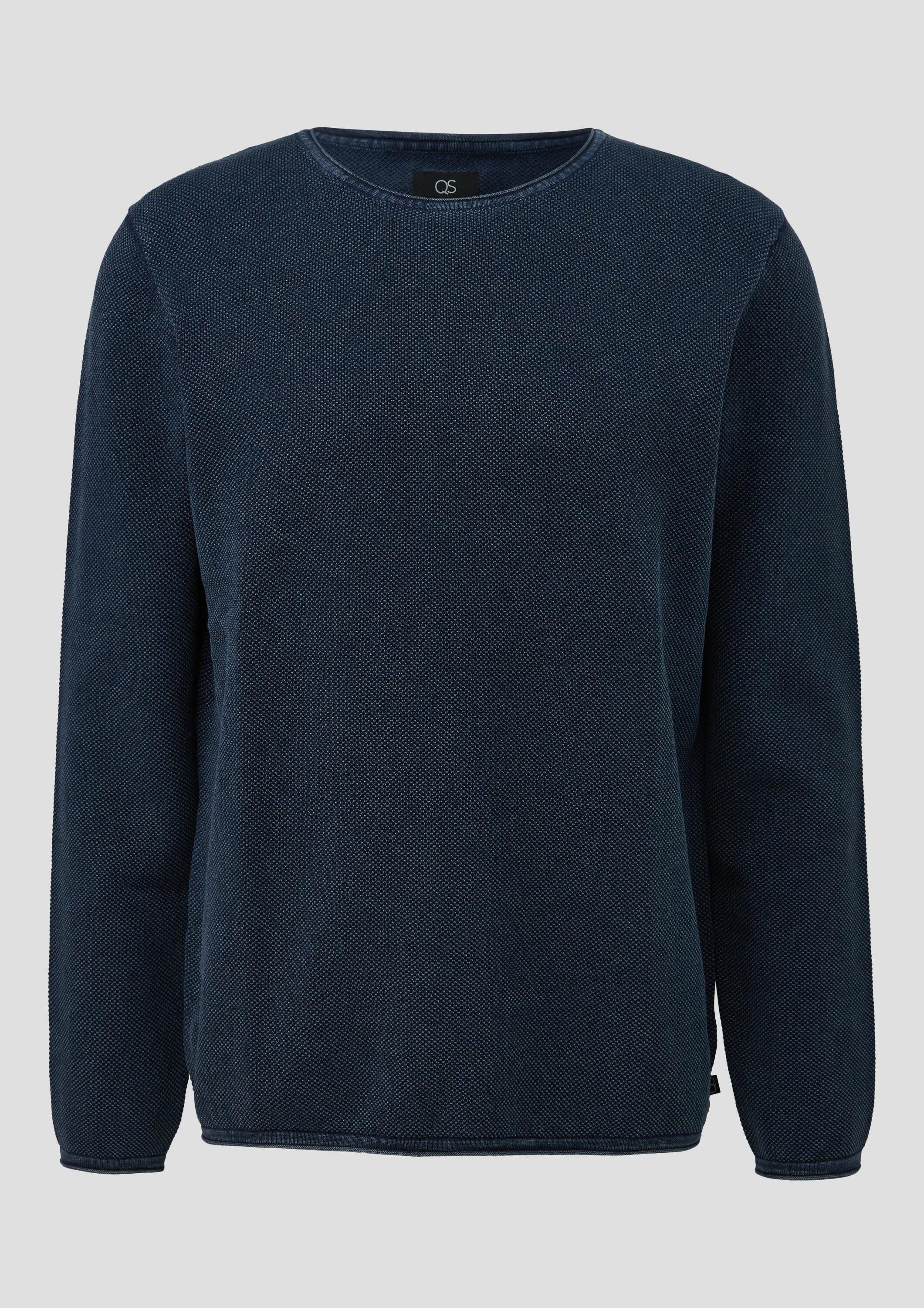 QS Longpullover Strickpullover Gewaschener Pullover mit Rollkante