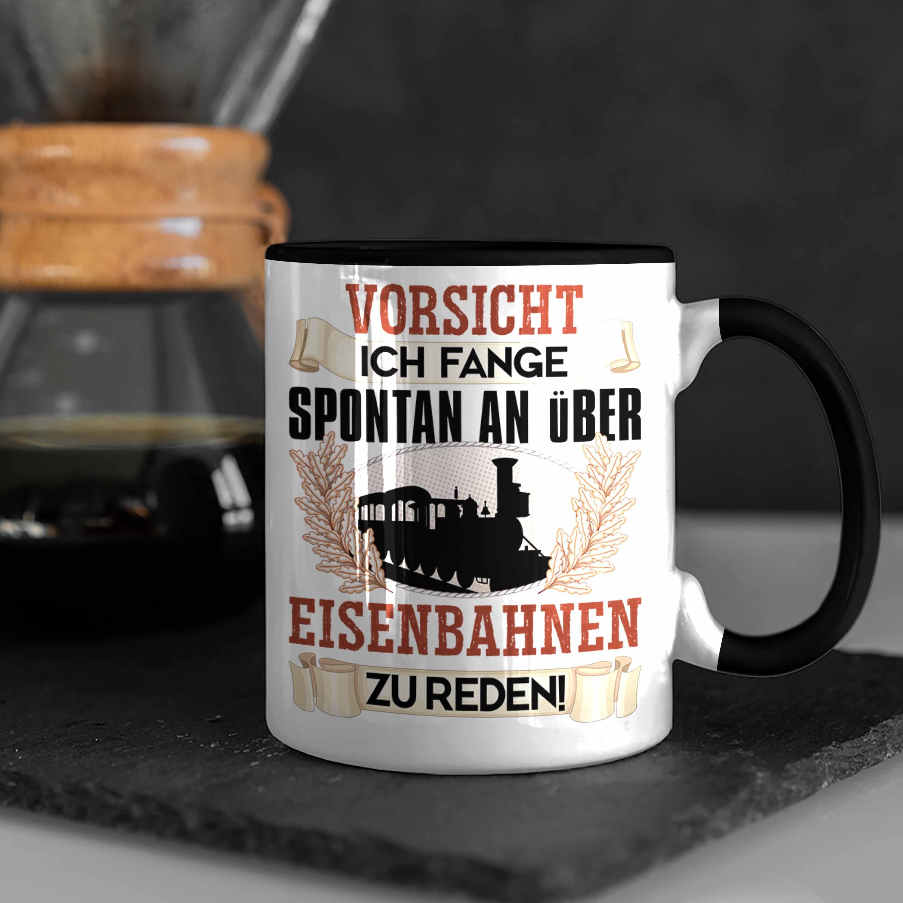 Trendation Tasse F Ich Eisenbahner Modelleisenbahn-Fans Schwarz Geschenkidee Geschenk für Tasse