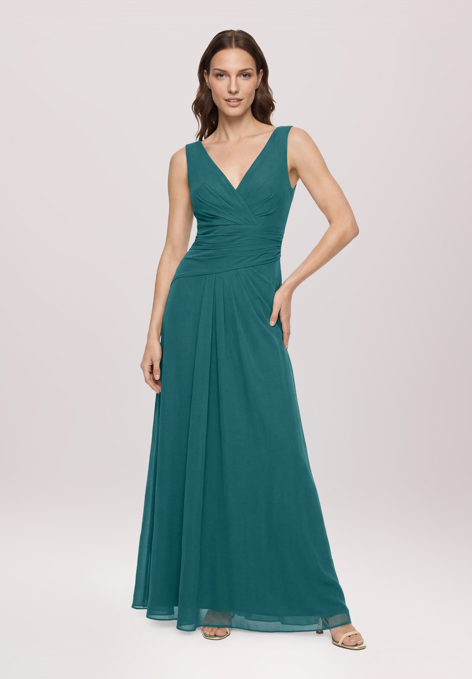 Vera Mont Abendkleid Damen mit V-Ausschnitt Falten – Bild 2 von 5