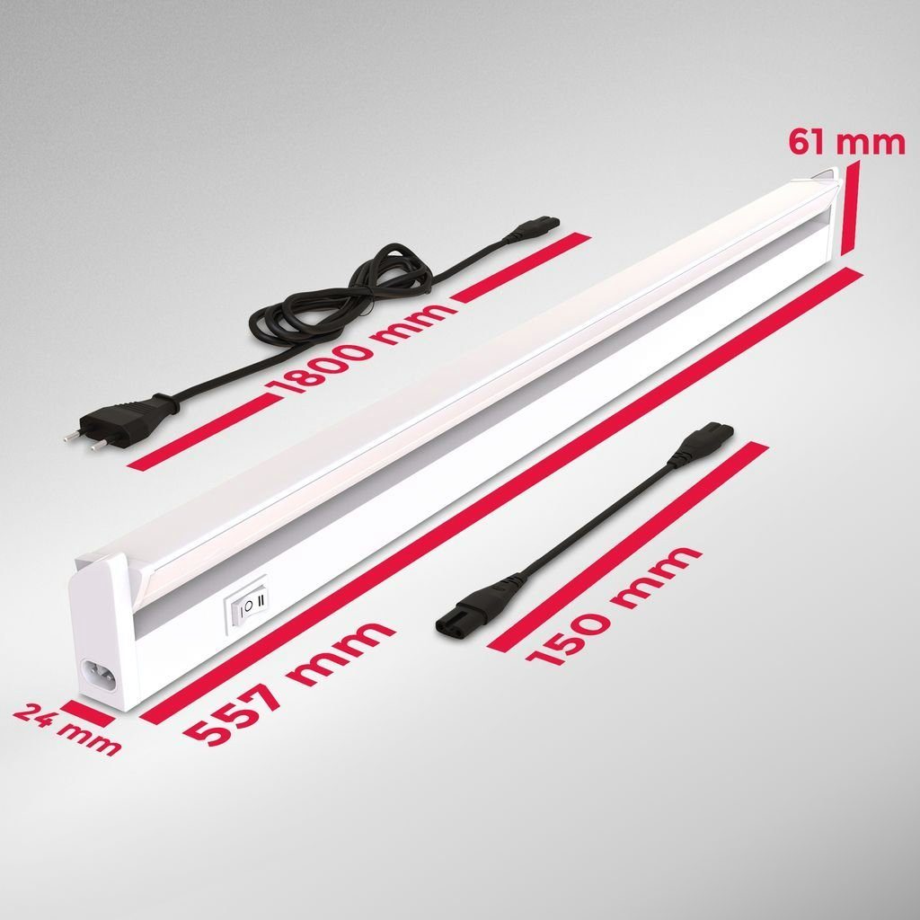 B.K.Licht LED Unterbauleuchte Küchenleiste Weiß 450lm 2700-4000K Schwenkbar CCT, LED fest integriert, Extra-Warmweiß, Neutralweiß, Schrankleuchte Schranklampe 55,7 x 6,1 x 2,4 cm 8W