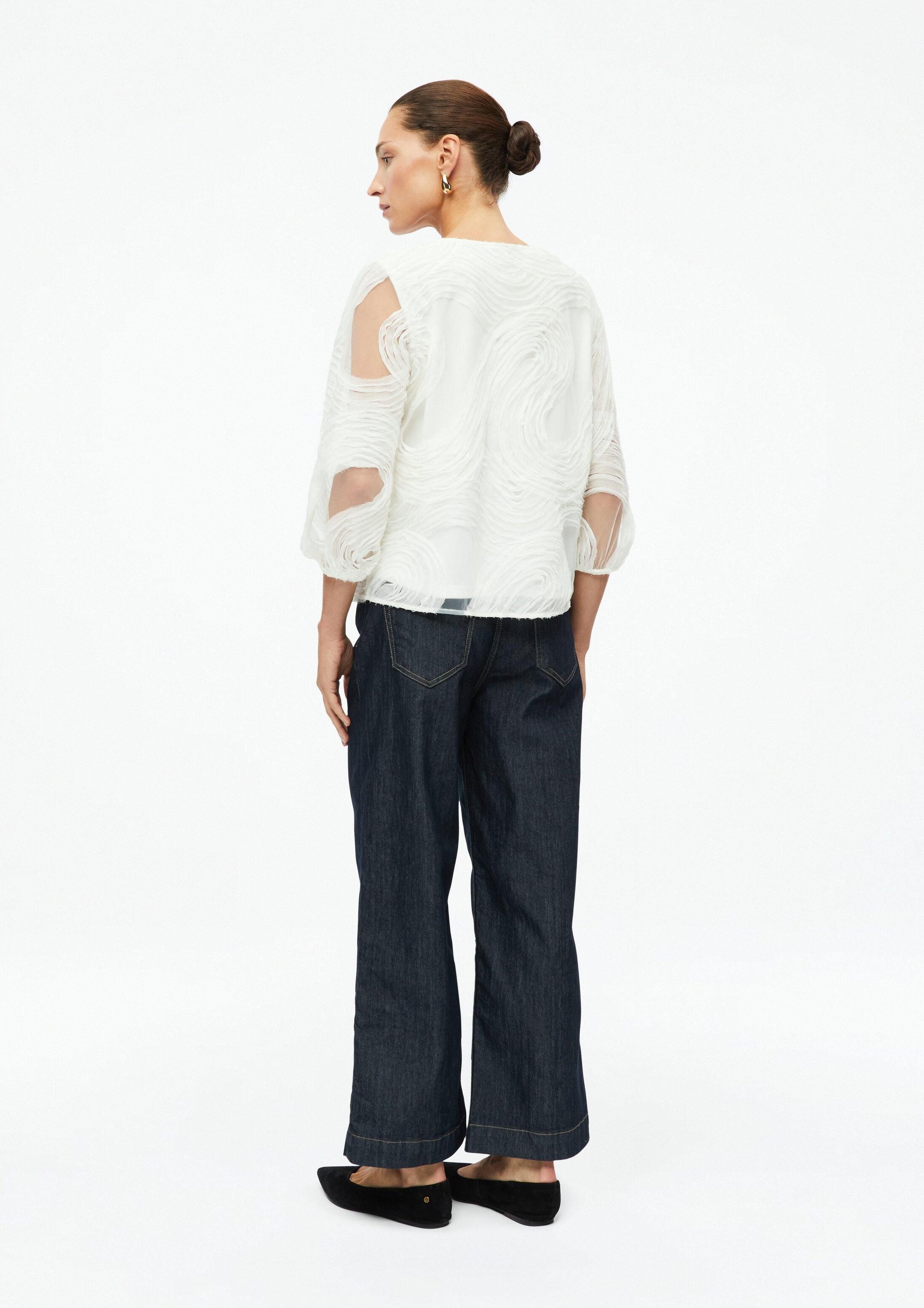 s.Oliver Kurzarmbluse Bluse Bluse mit Chiffon-Wellen-Muster