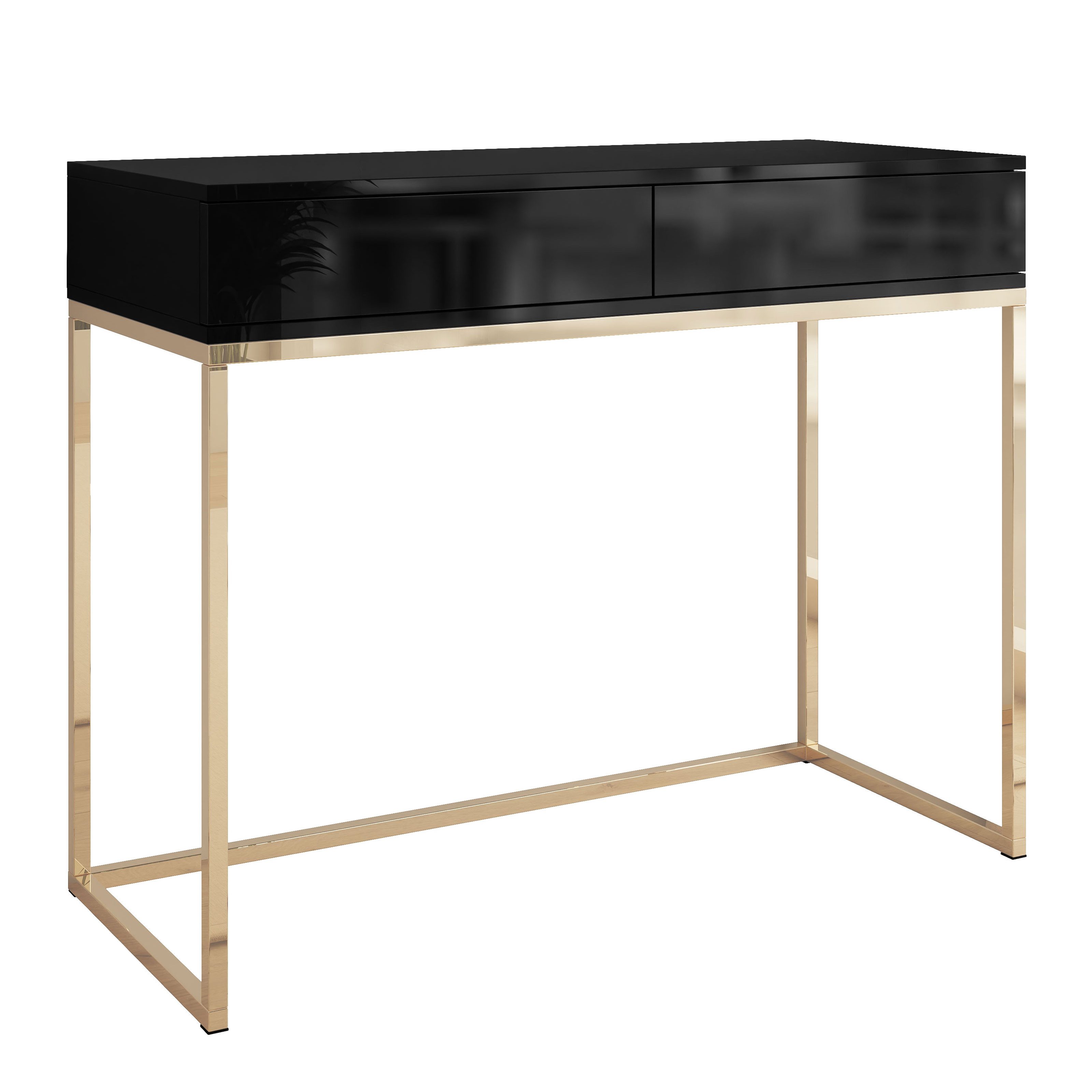 Lookway Konsolentisch BLANCO mit Schubladen Gold Chrom