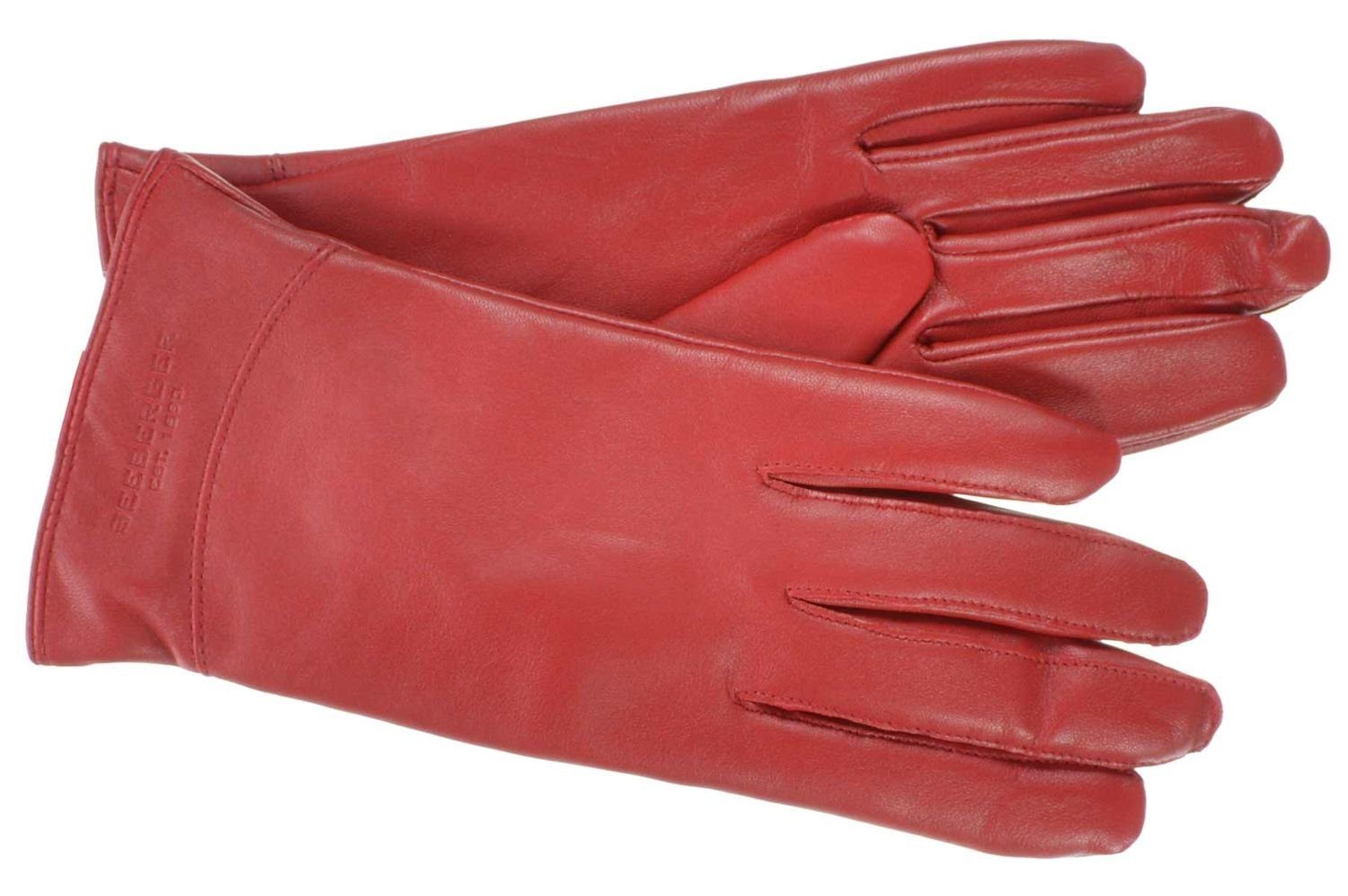 Seeberger Lederhandschuhe Leder Fingerhandschuhe mit längerem Schaft 0021 rubin