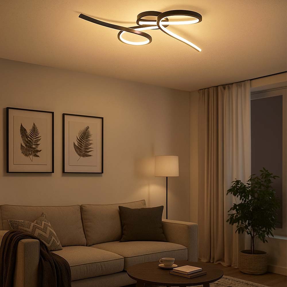 V-TAC LED Deckenleuchte, LED-Leuchtmittel fest verbaut, Warmweiß, Deckenlampe Deckenleuchte Designlampe LED Wohnzimmerleuchte schwarz L