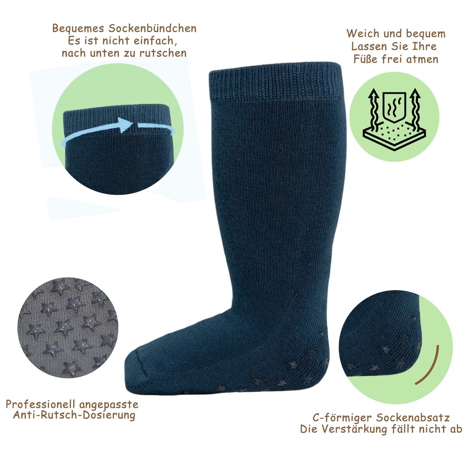 Yalion Langsocken Weiche Kinder Antiruschsocken Halbplüsch (3-Paar) Elastisch