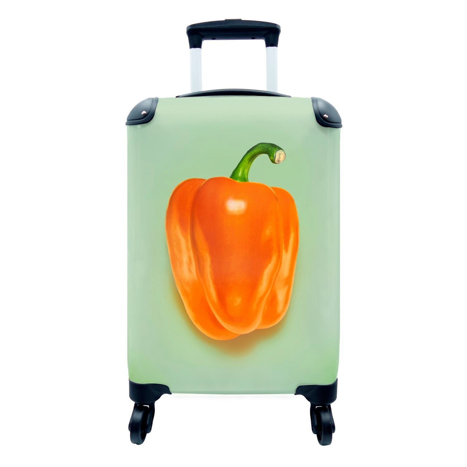 MuchoWow Handgepäckkoffer Orange Paprika, 4 Rollen, Reisetasche mit rollen, Handgepäck für Ferien, Trolley, Reisekoffer | Handgepäck-Koffer