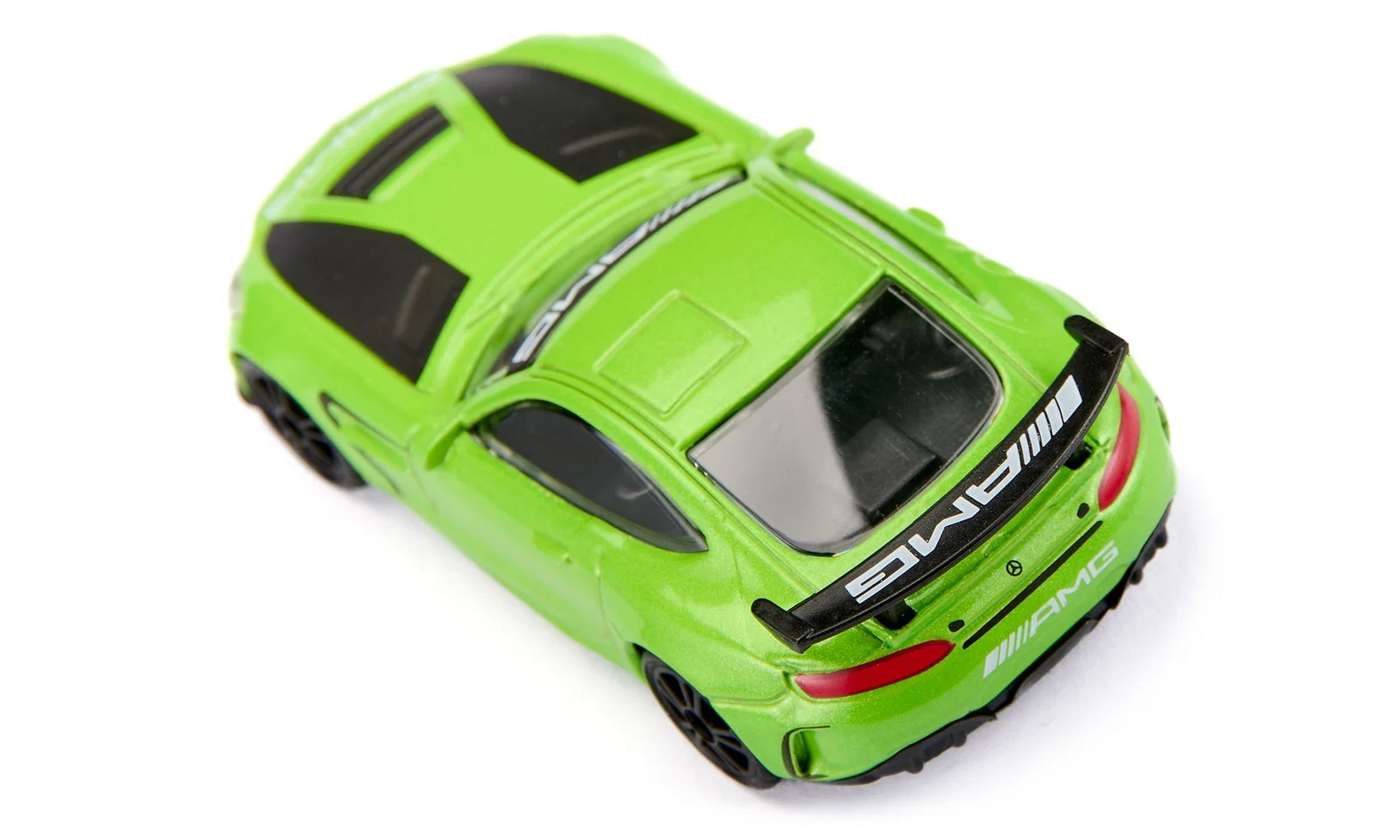 Siku Spielzeug-Auto Mercedes-AMG GT4 Sportwagen mit Heckflügel, Metallkarosserie, Gummireifen, AMG-Bedruckung, Heckflügel