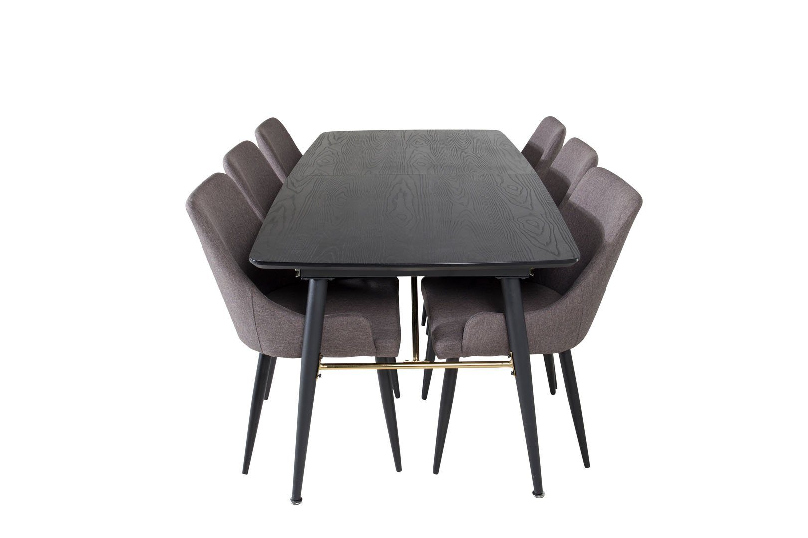 ebuy24 Essgruppe Gold Essgruppe Esstisch ausziehbarer Tisch Lä, (7-tlg) schwarz;grau;schwarz