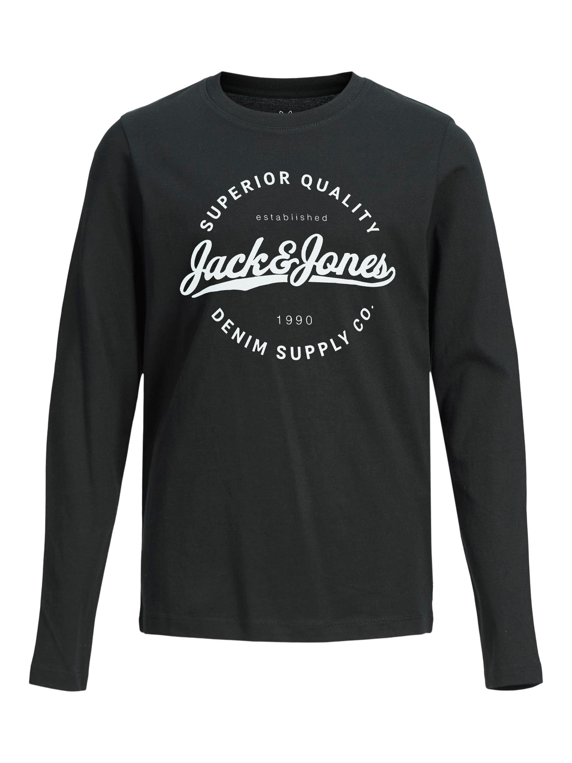 Jones black & TEE JJSTANLI LS CREW Jack NECK Junior Langarmshirt