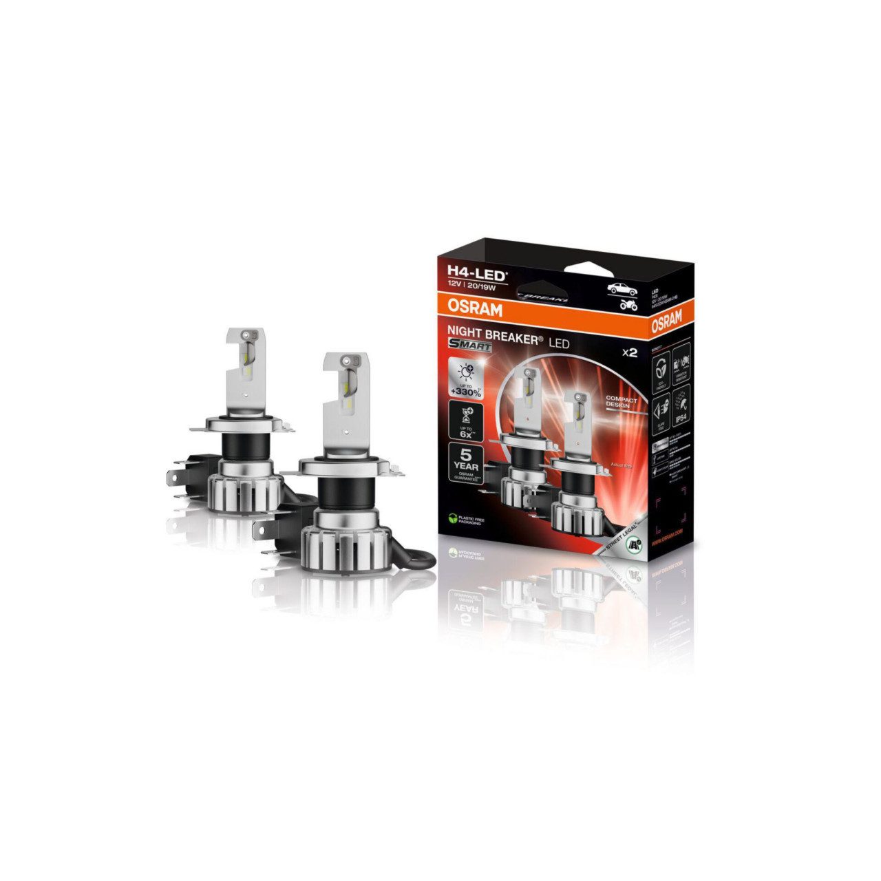 Osram KFZ-Ersatzleuchte Osram Scheinwerferlampe H4 Night Breaker LED SMART