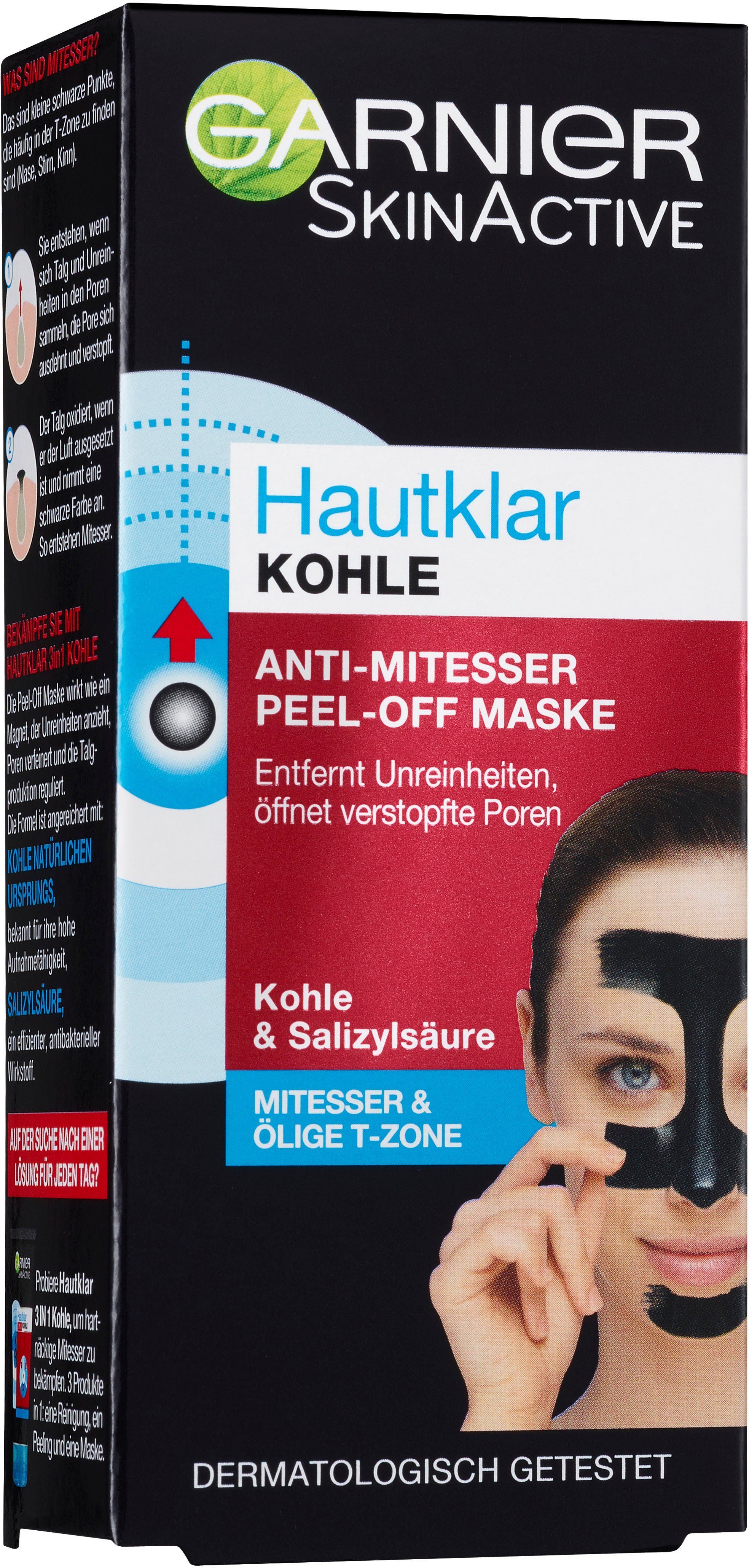 GARNIER Gesichts-Reinigungsmaske GARNIER SKIN ACTIVE KOHLE ANTI-MITESSER PEEL OFF MASKE, mit Kohle und reinigender Salizylsäure