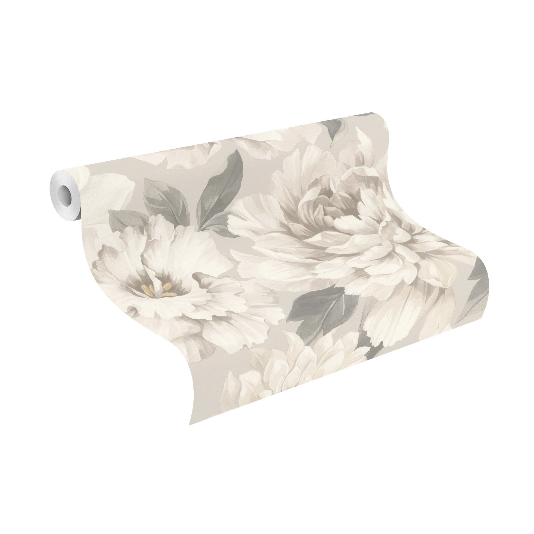 Rasch Papiertapete Blumenmuster Grau, Naturoptik, (1 Rolle, 1 St., 10,05 m x 0,53 m), gute Lichtbeständigkeit, feucht abwischbar, naß zu entfernen
