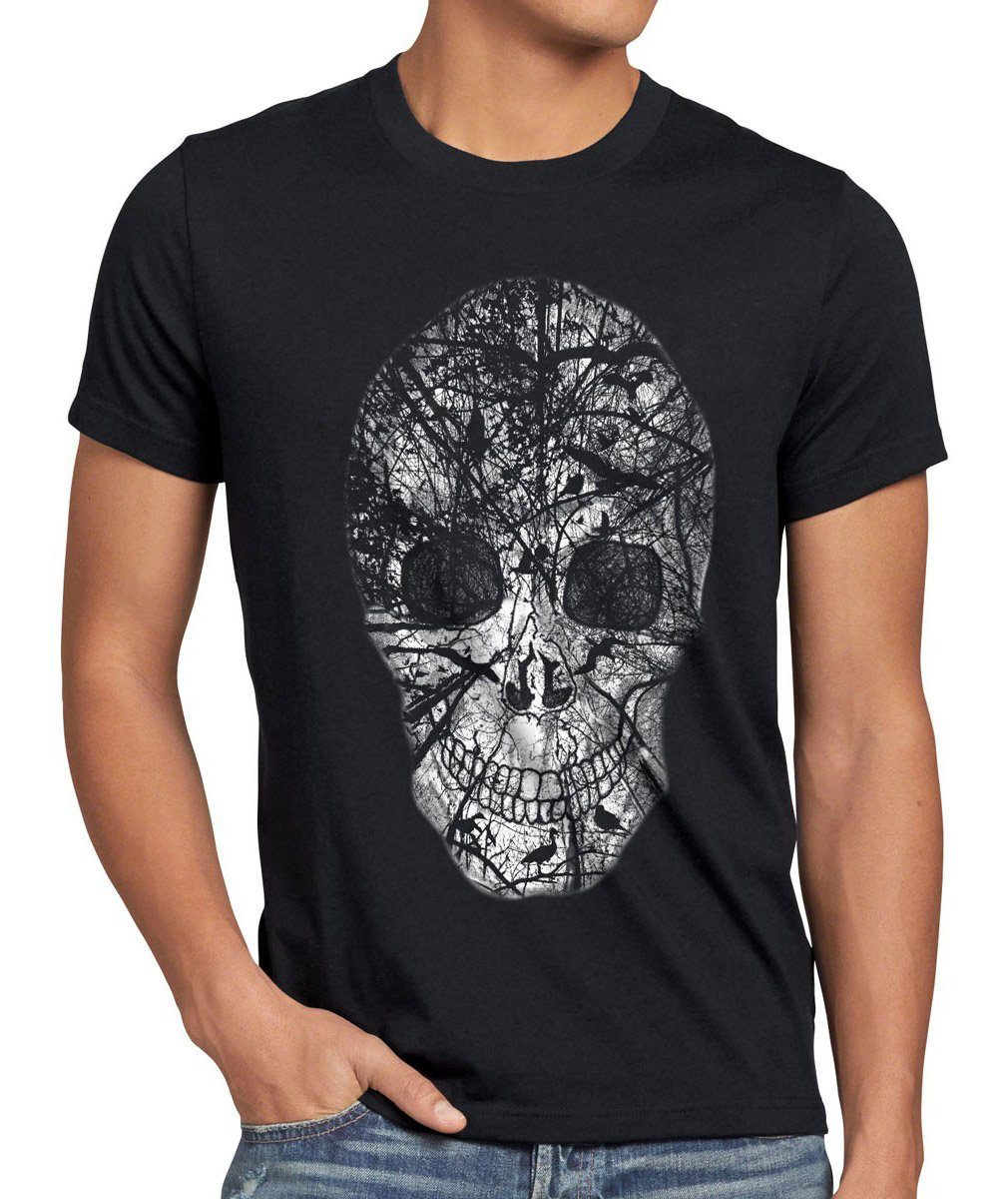 style3 Print-Shirt Herren T-Shirt Skull Totenkopf rocker club biker heavy horror kopchen Skelett us schwarz