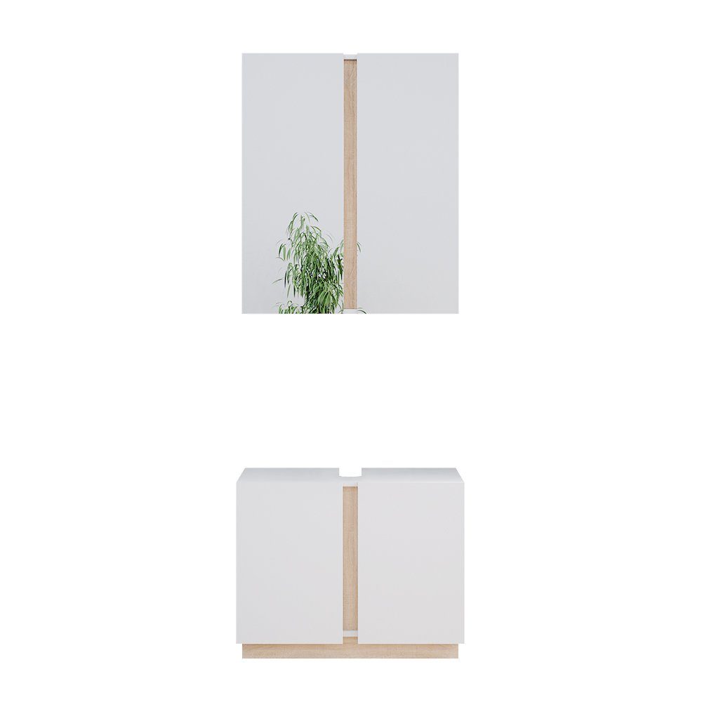 Vicco Badmöbel-Set Gloria, Weiß/Sonoma, 2 Teile, günstig online kaufen