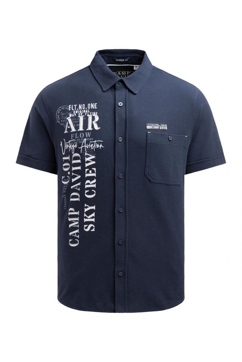 CAMP DAVID Kurzarmhemd aus Pikee mit Artworks und Brusttasche günstig online kaufen