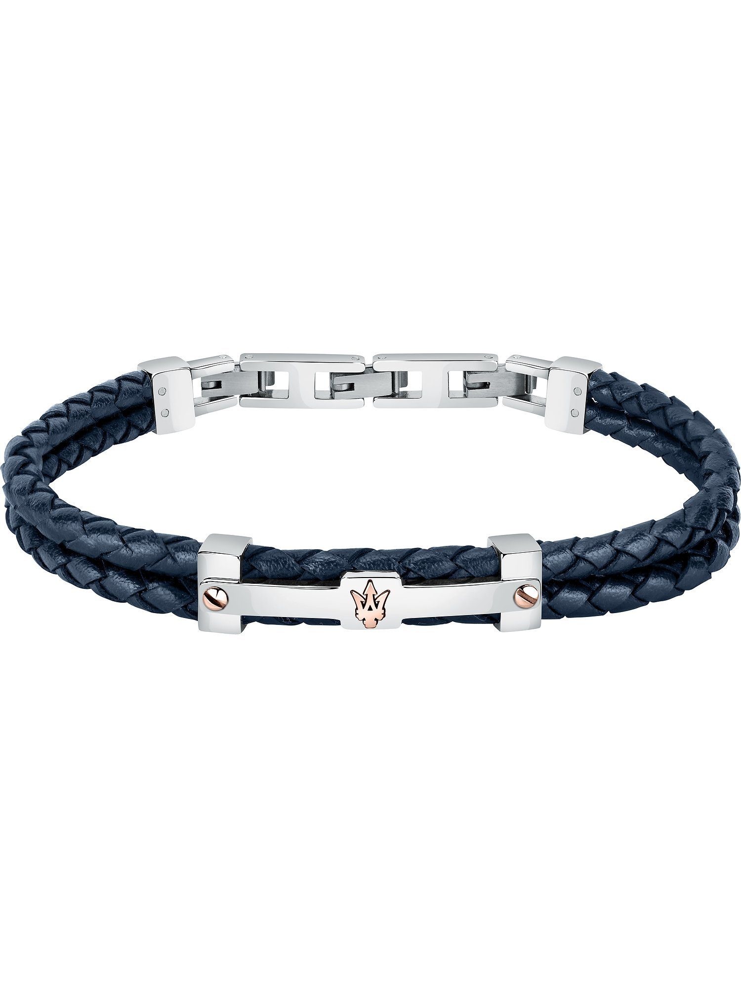 Edelstahlarmband Maserati Herren-Armband Edelstahl, Leder, recycelt