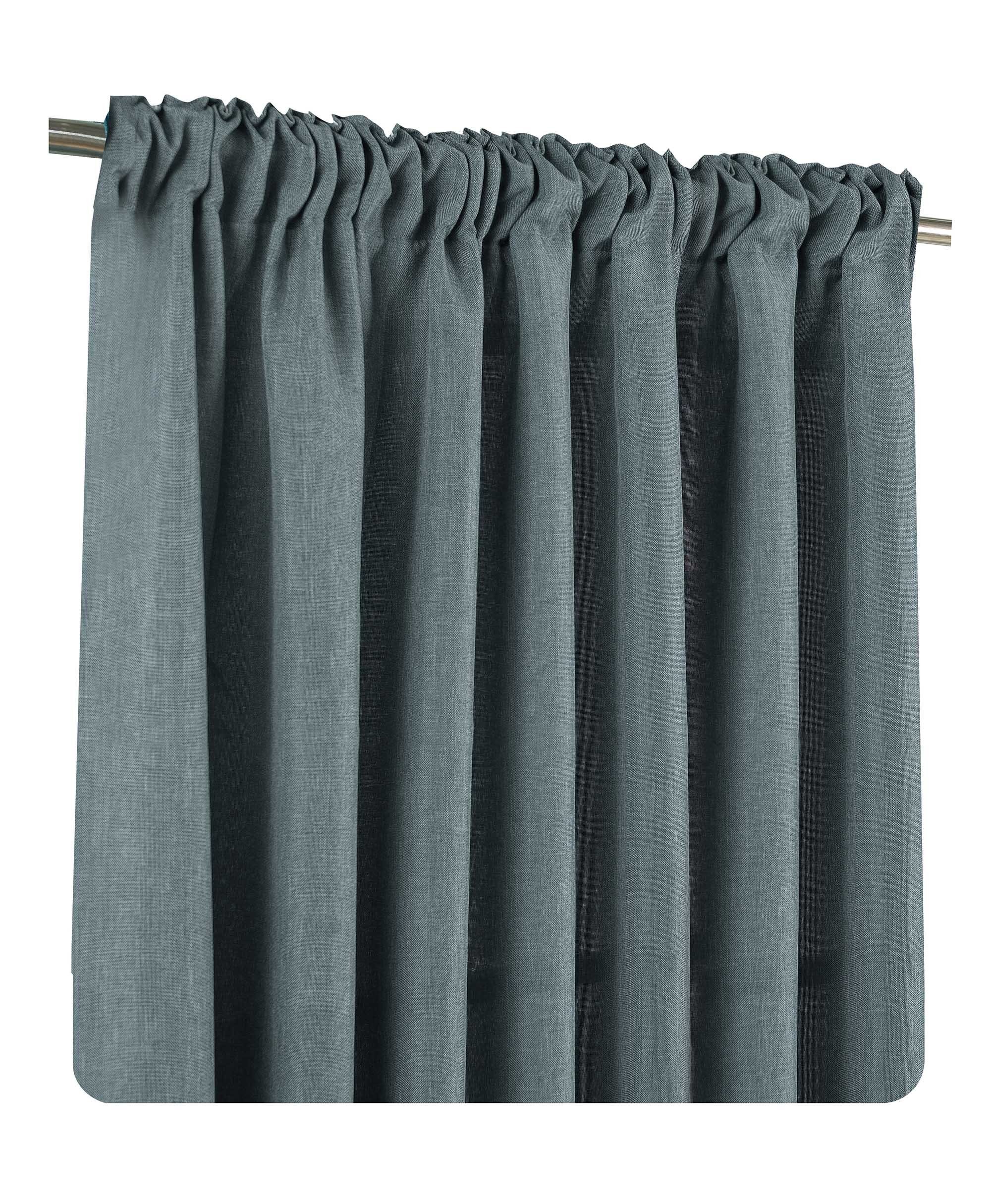 Struktur (2 cm blickdicht Gardine Grau Vorhang Kräuselband St), Haus 2er und Kräuselband Set 140x245 Leinenoptik, Anthrazit Deko, Polyester blickdicht,