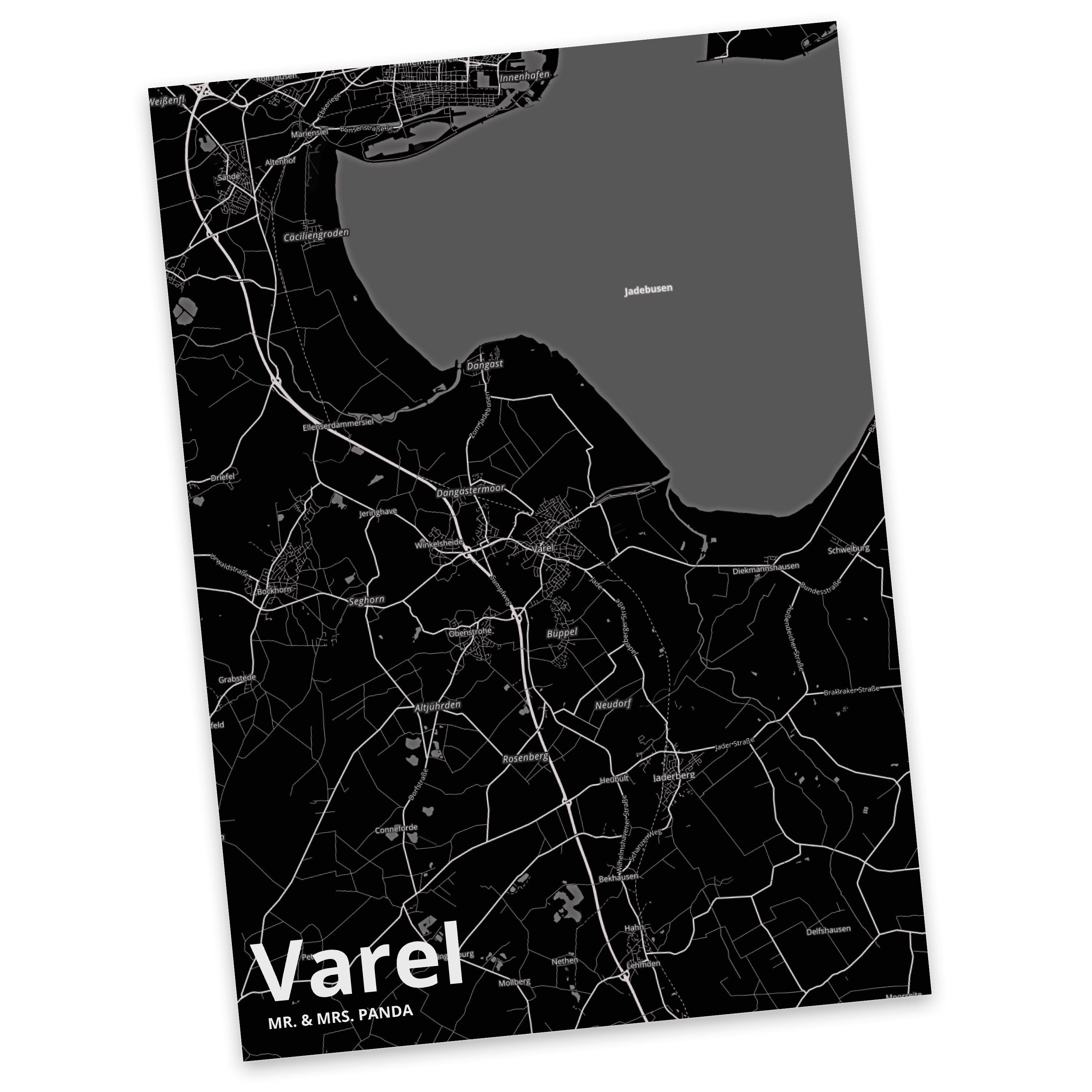 Map Stadt Mrs. Mr. Varel Dorf, Postkarte Karte Panda Stadtplan, Landkarte - Geschenk, Ein Dorf &