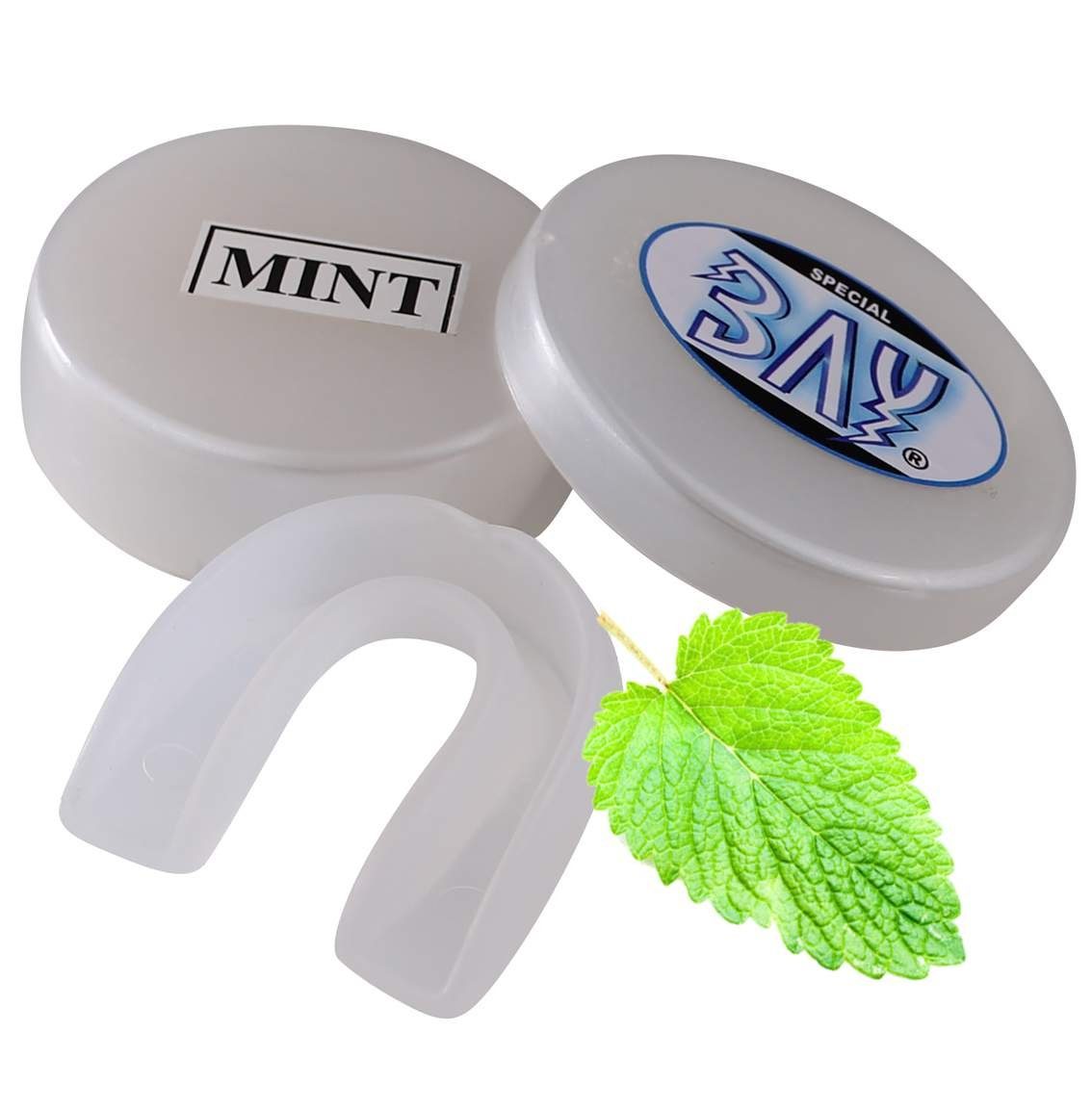 BAY-Sports Zahnschutz Zahnschützer Aroma Minz Boxen KLAR weiß Kinder, bis 12 Jahre