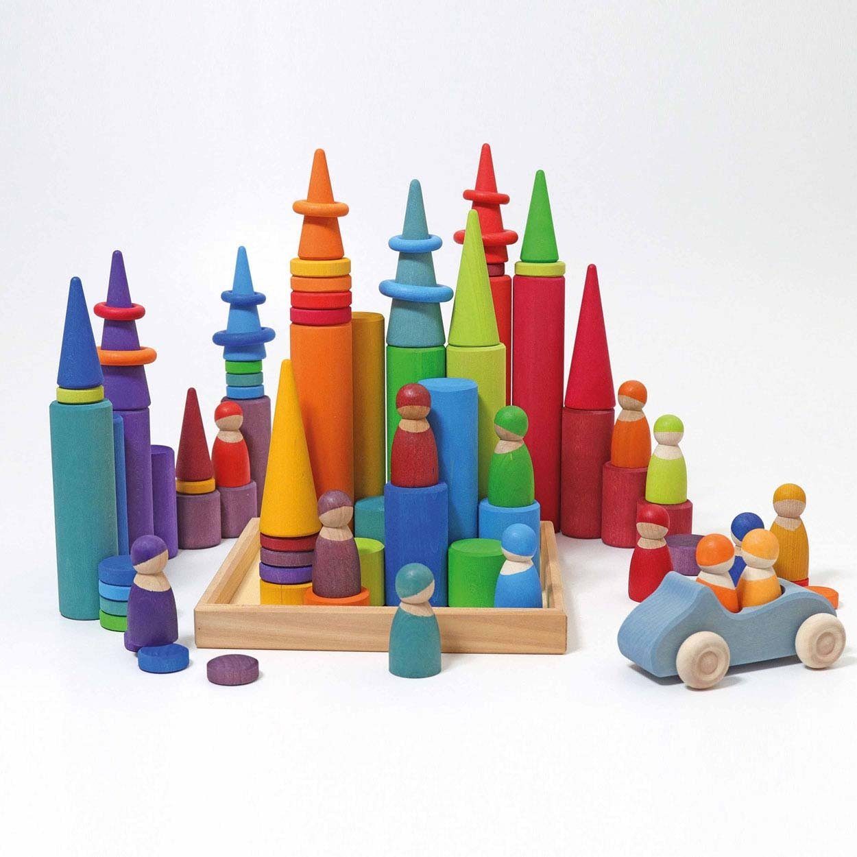 GRIMM´S Spiel und Holz Design Große Bauwalzen Regenbogen Regenbogen in Gross 25 Teile Spielbauklötze