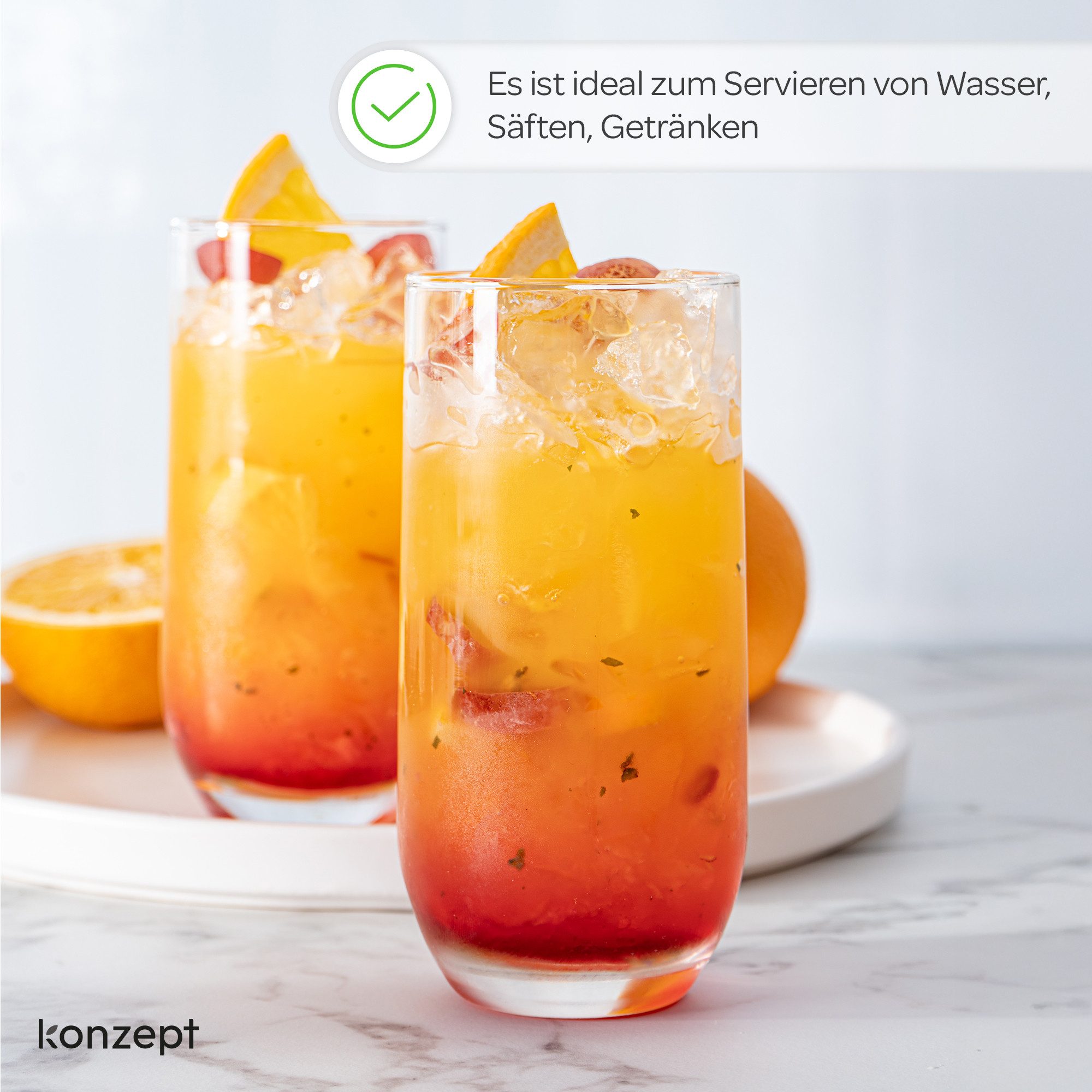 KONZEPT Gläser-Set Trinkgläser Set 6/12-teilig, Transparente 400ml, 12-tlg., Wassergläser Set, Ideal für Saft, Cocktails, Longdrinks, Eiskaffee – Bild 4 von 5