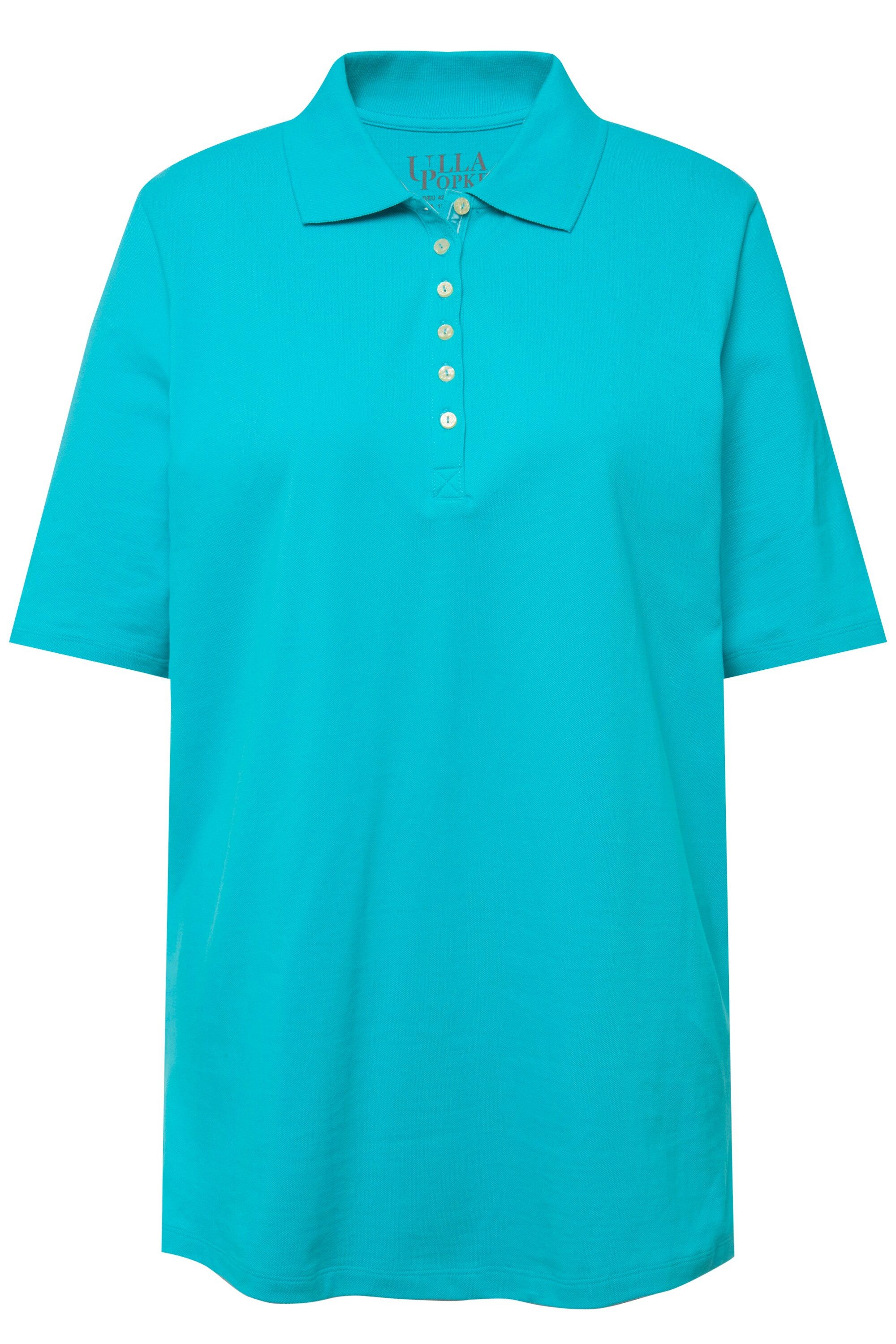 Ulla Popken Poloshirt Poloshirt T-Shirt mit Samtband-Knopfleiste