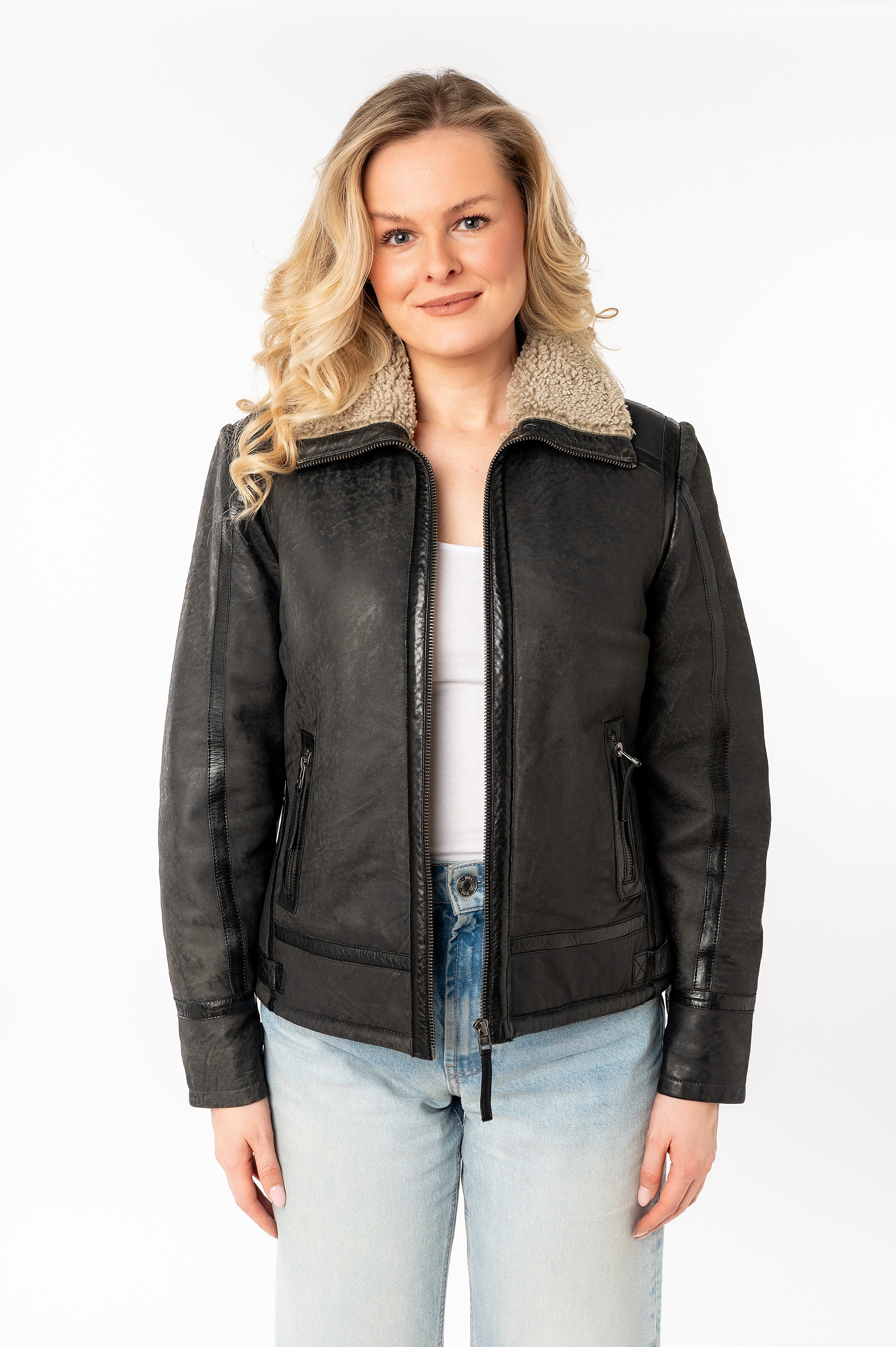 Mauritius Lederjacke MWIske mit Umlegekragen günstig online kaufen