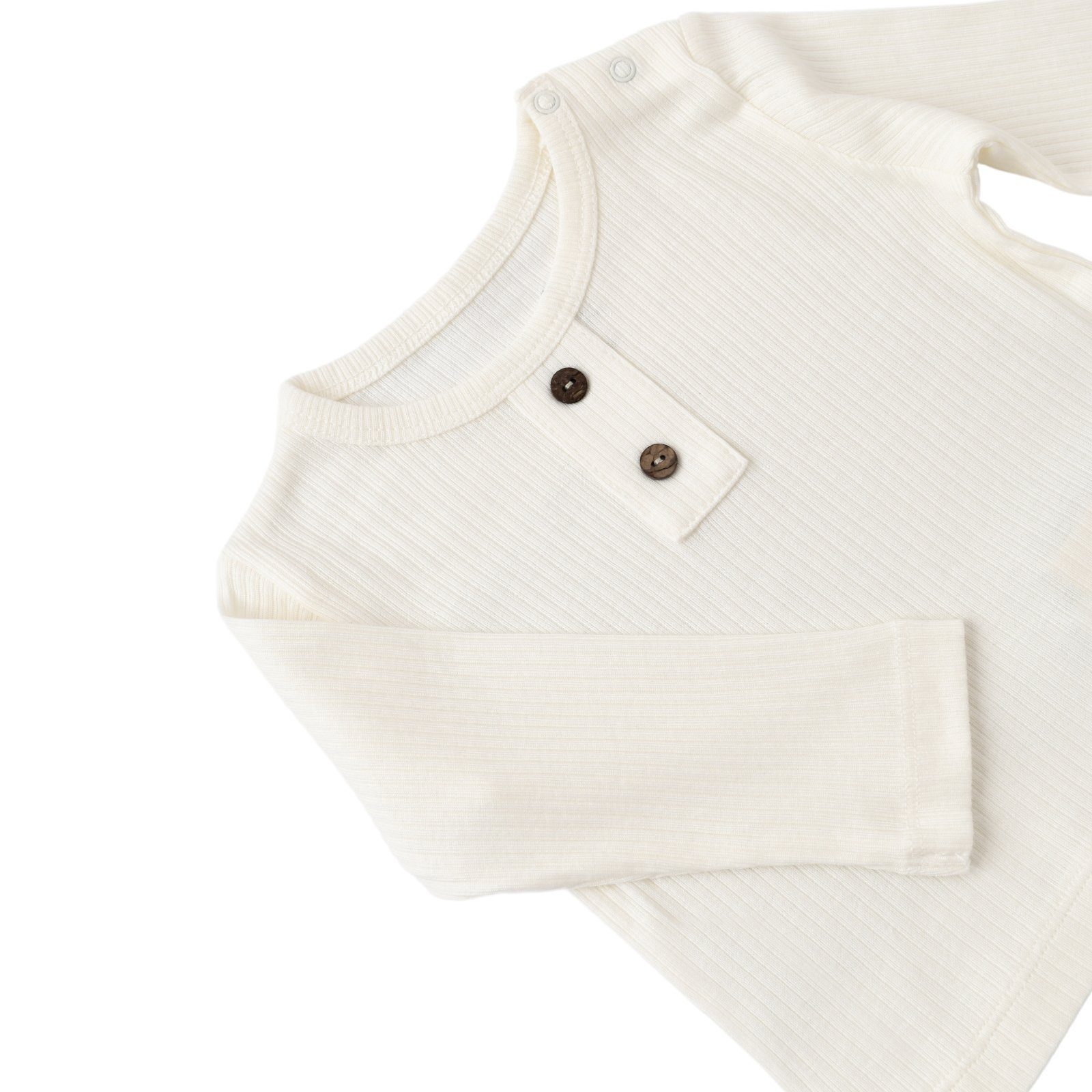 Textilstruktur, Größe Soft tlg., 50% Langarmshirt (Pyjama-Set, Unisex Baby Jungen Shirt & Modal + 2 Mädchen biorganic Bio-Baumwolle Set Hose 50% Pyjama Hose) und Modal 62-80 für gerippte ecru