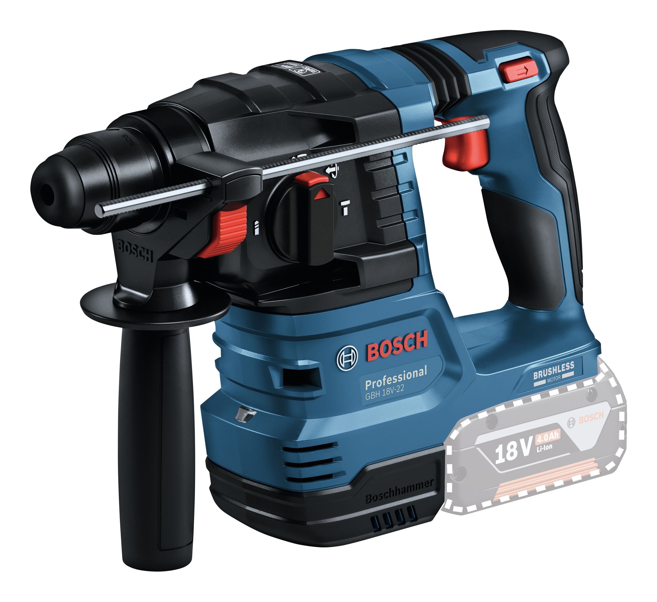 BOSCH Akku-Kombibohrhammer GBH 18V-22, 18 V, max. 1050 U/min, Bohrhammer mit SDS plus Ohne Akku - im Karton