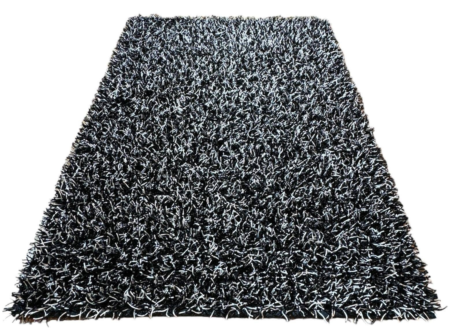 Rug Studios Teppich LIMO SHAGGY HANDGEKNÜPFT, Rechteckig, Höhe: 40 mm, Handgeknüpft, 70 x 140 cm, Schwarz-Weiß