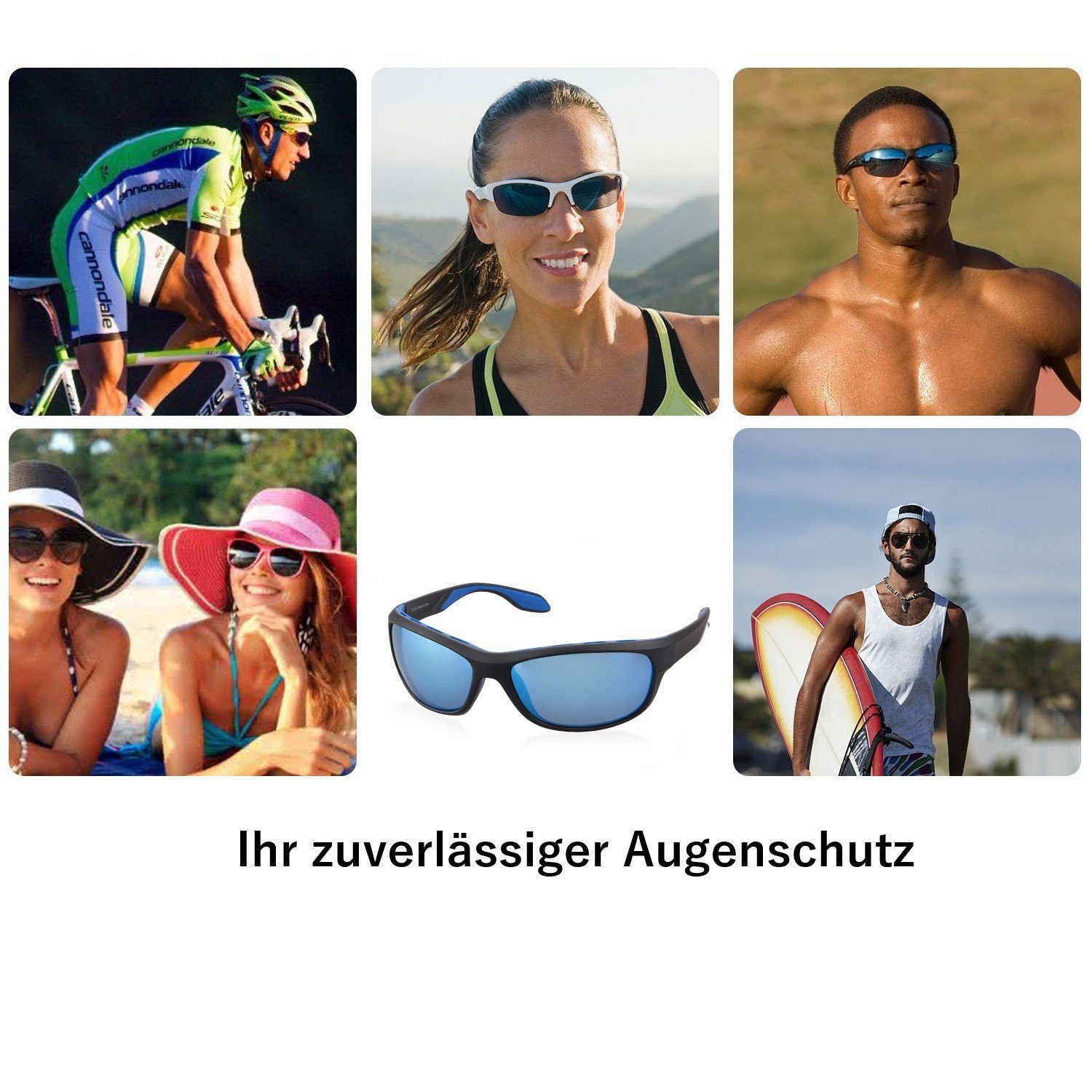 Sport-Sonnenbrille, langlebig Fahrradbrille Damen), (für Herren UV400-Schutz Luxear