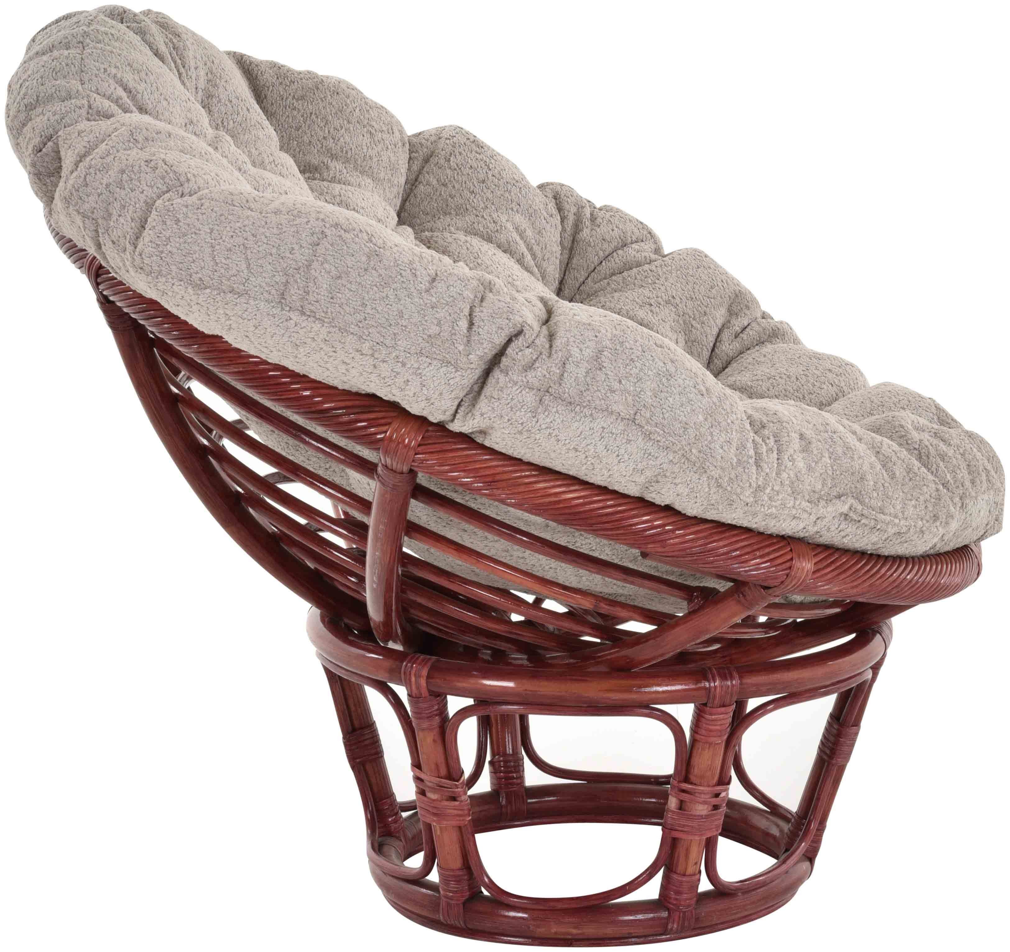 Krines Home XXL-Sessel Rattan Papasansessel XXL mit Kissen Relax Natur Liegesessel (100cm), Papasan, Chair