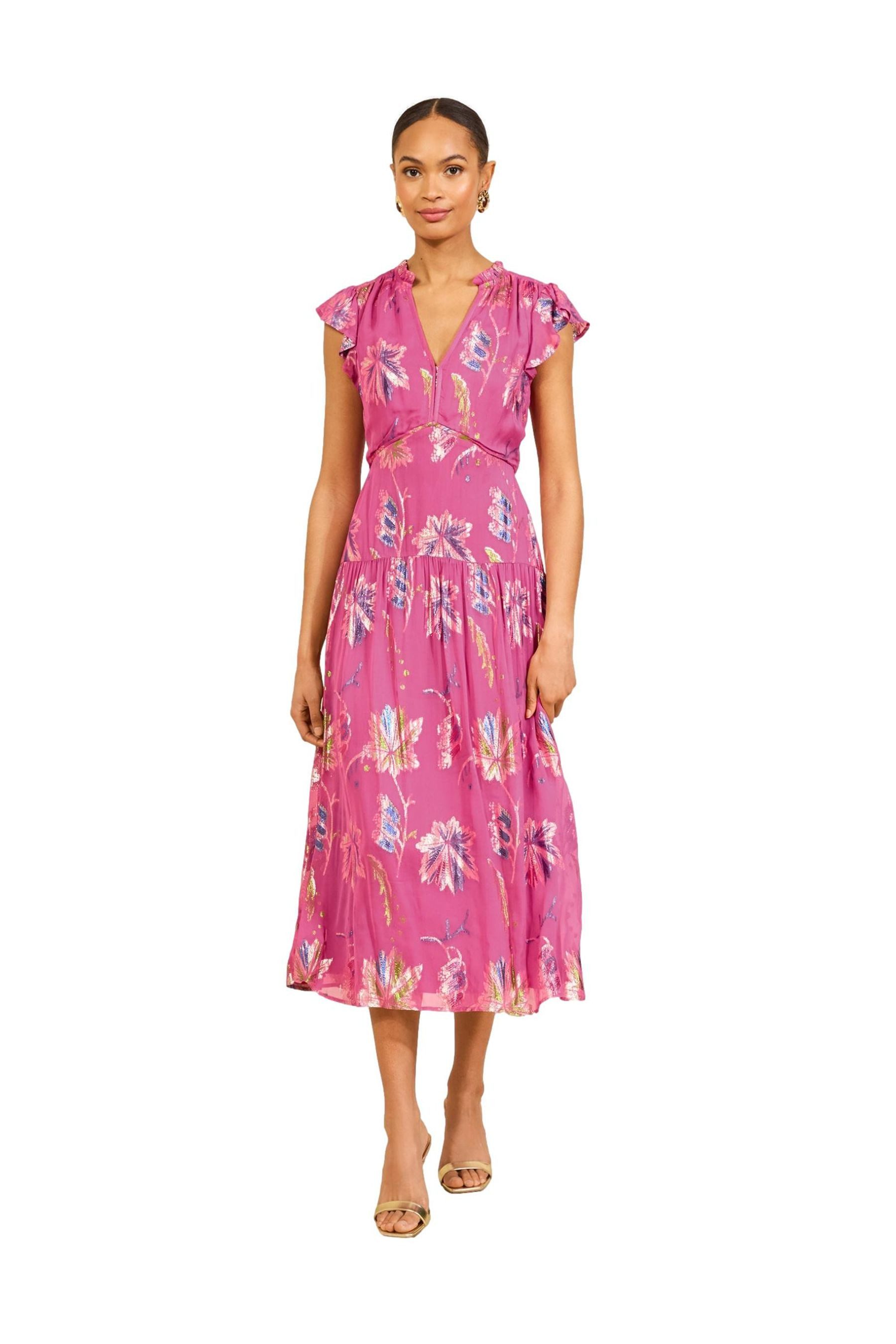 Love & Roses Midikleid Love & Roses Midi-Kleid mit Metallic-Optik (1-tlg)
