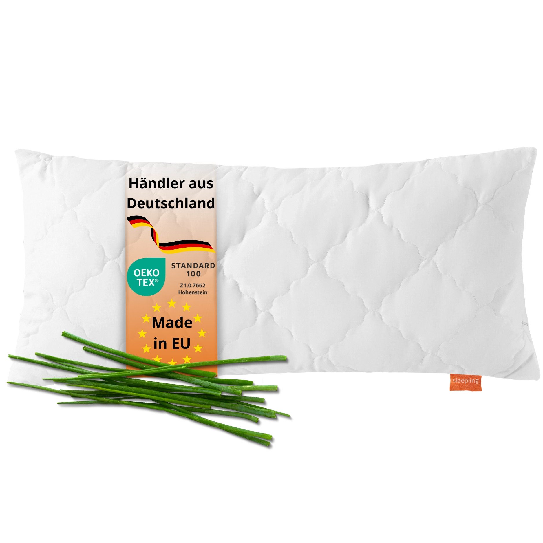 sleepling Kopfkissen, Bambus, Füllung: 100% Polyester, Bezug: Baumwolle mit Viskose aus Bambus versteppt, Seitenschläfer, Rückenschläfer, Bauchschläfer, 40x80 cm, vegan, feuchtigkeitsregulierend, antimikrobiell