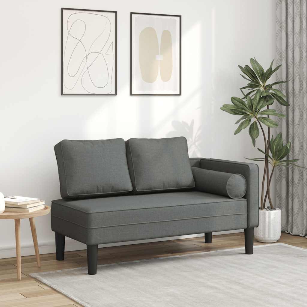 vidaXL Chaiselongue, Chaiselongue mit Kissen Dunkelgrau Stoff