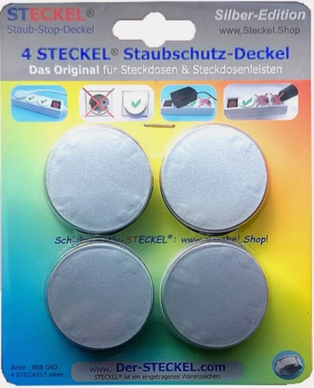 4 schwarze STECKEL Staubschutz-Deckel für Steckdosen Steckdosenleisten Abdeckung 