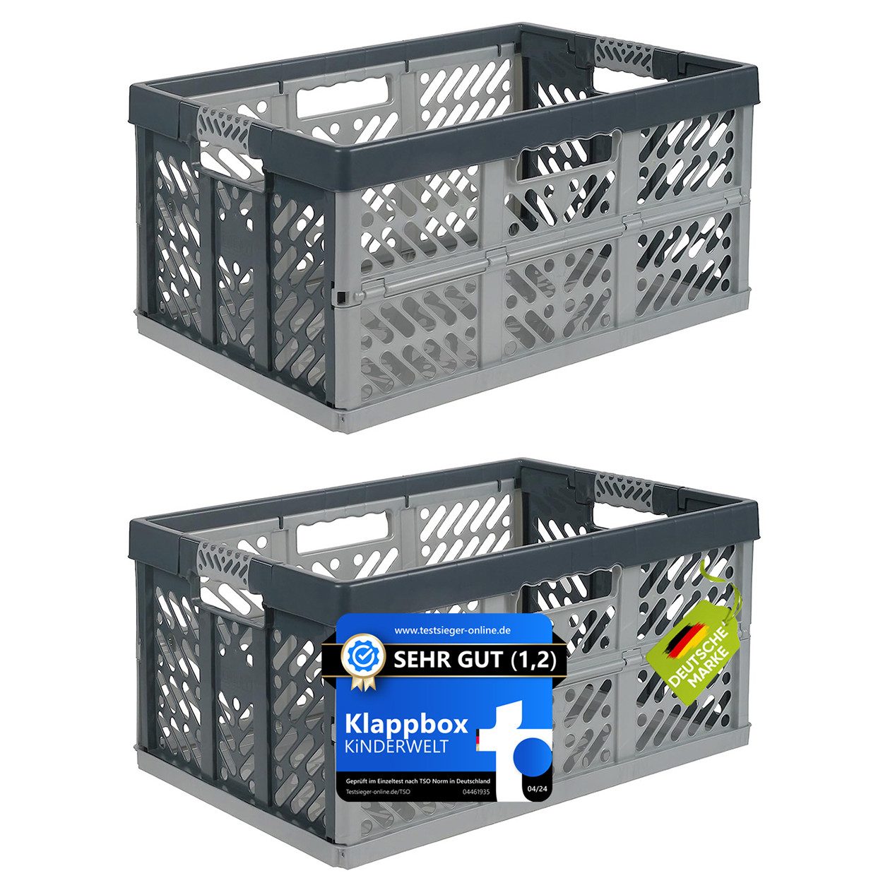 Klappbox 2er Set : Klappbox silber/ grau 45 L Faltbox bis 50 kg