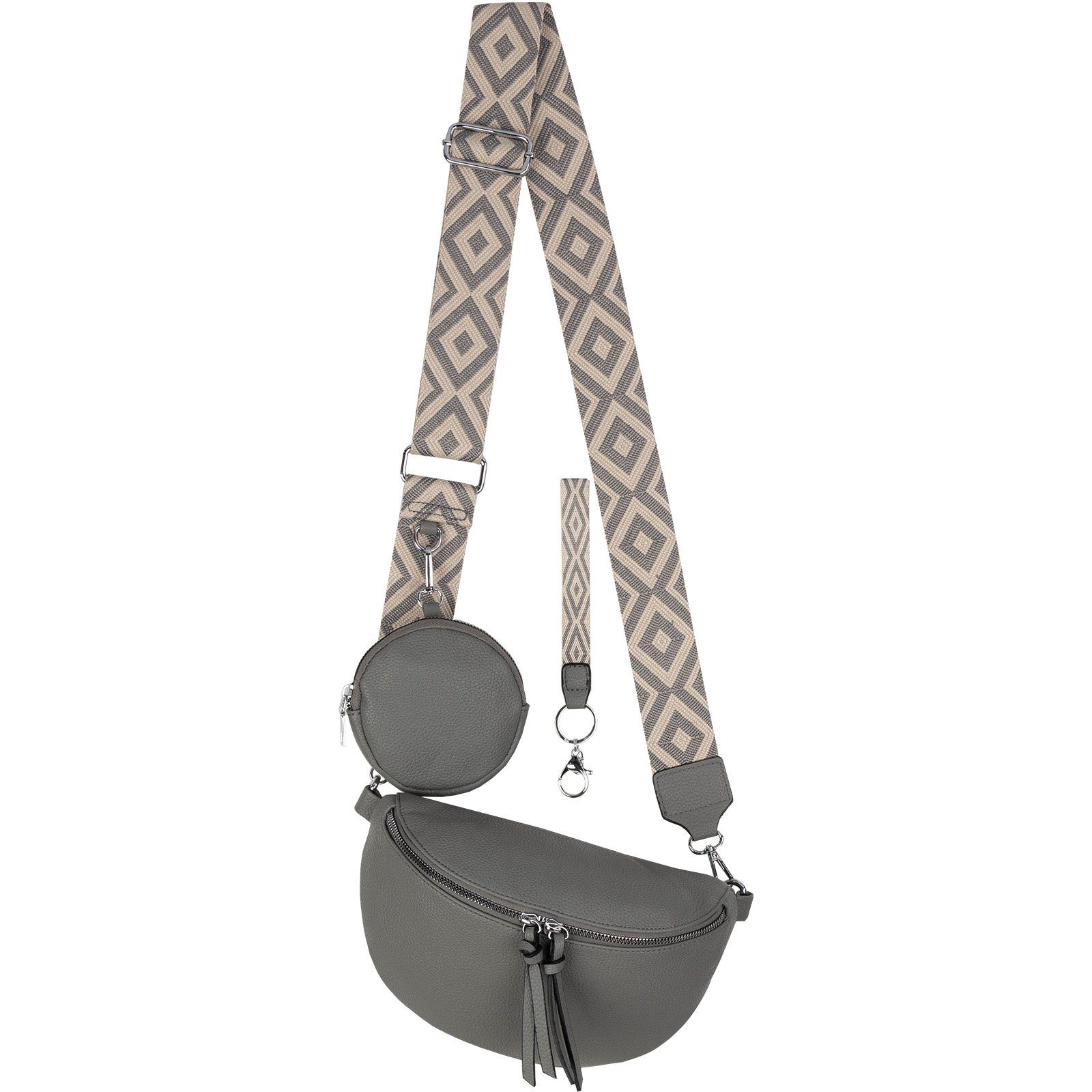 EAAKIE Gürteltasche Bauchtasche Umhängetasche Crossbody-Bag Kunstleder Italy-Design, als Schultertasche, CrossOver, Umhängetasche tragbar