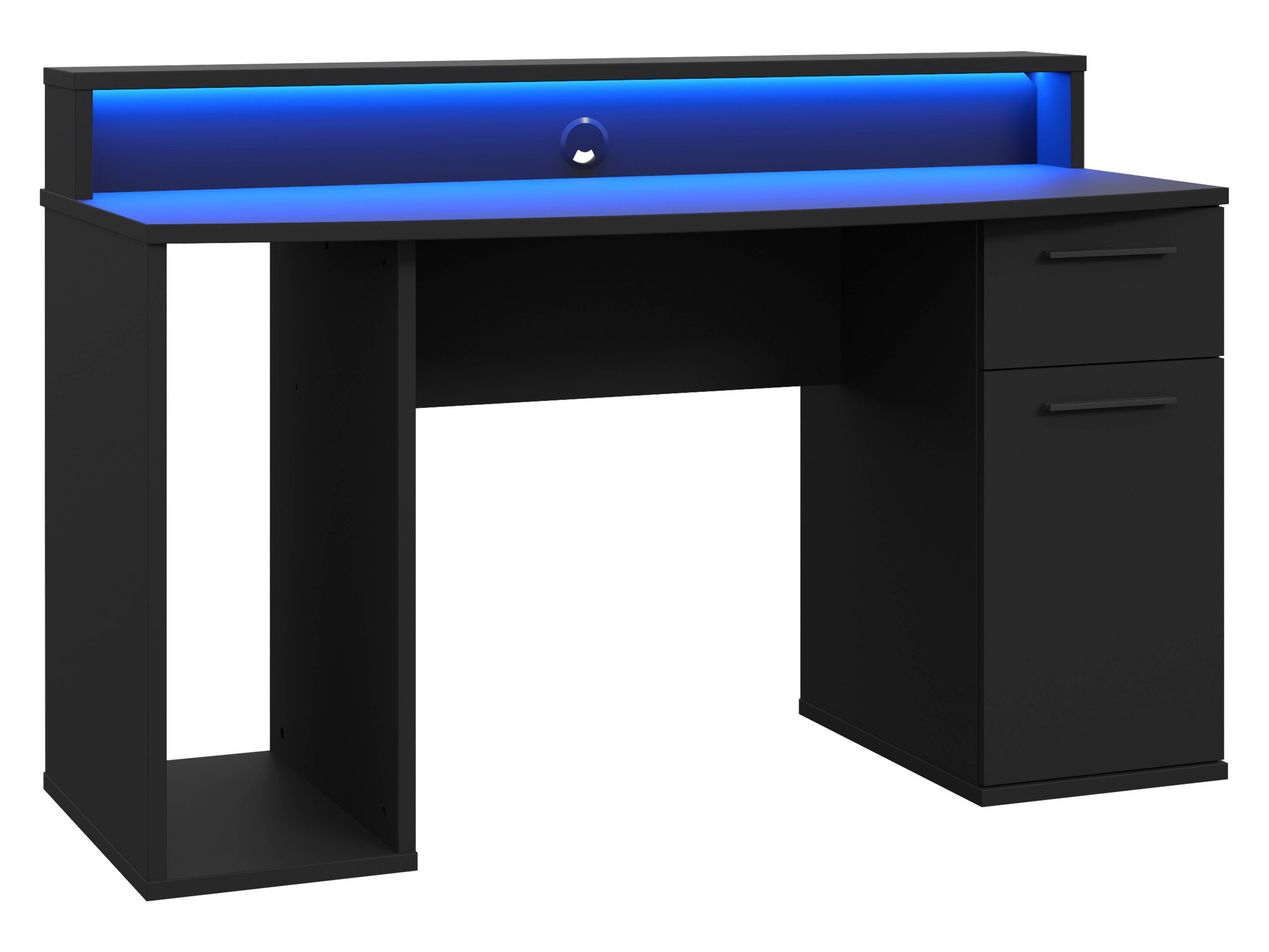 MIRJAN24 Schreibtisch Ayo (mit Tür und Schublade), Beleuchtung LED RGB mit Fernbedienung, Gaming