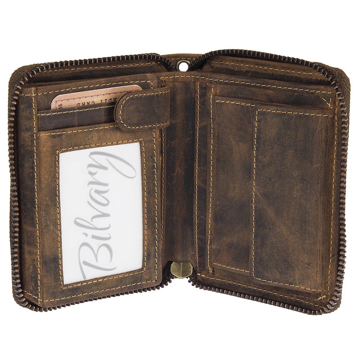 Greenburry Geldbörse Vintage RFID Leder Reißverschluss Geldbörse mit Kette günstig online kaufen