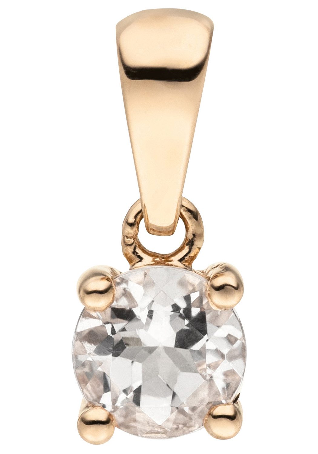 JOBO Kettenanhänger Kleiner Anhänger Roségoldanhänger 6 mm, 585 Roségold mit Morganit