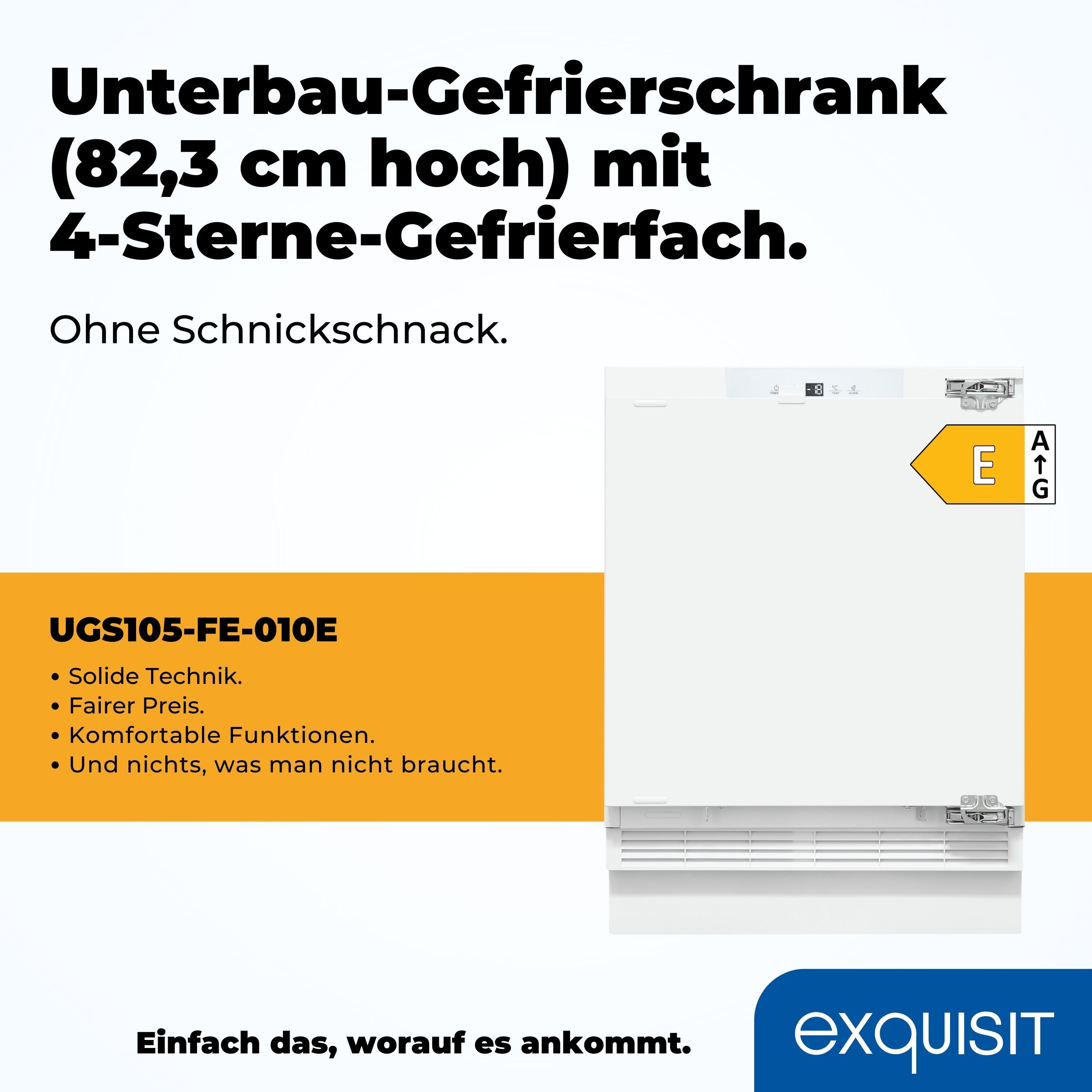 exquisit Gefrierschrank UGS105-FE-010E, 82,3 cm hoch, 59,5 cm breit, Ideal zum Unterbauen in die Küchenzeile für kleine Küchen, Büroküchen – Bild 3 von 5