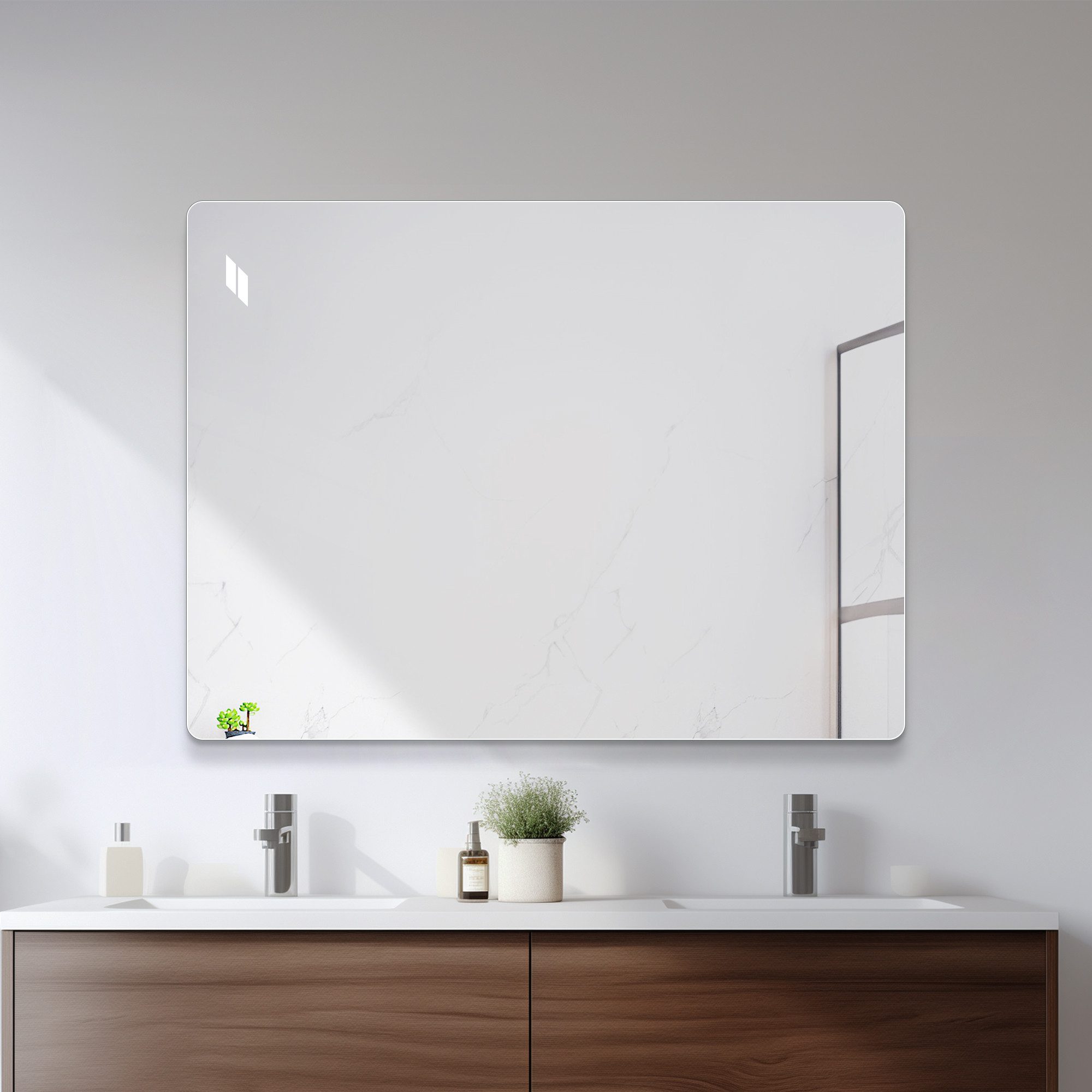 OKWISH Spiegel Dekospiegel (Rahmelloser Wandspiegel – Vertikale oder Horizontale Aufhängung, Dekorativer Spiegel mit Bruchsicherer Folie, 1-St., 80*60cm)